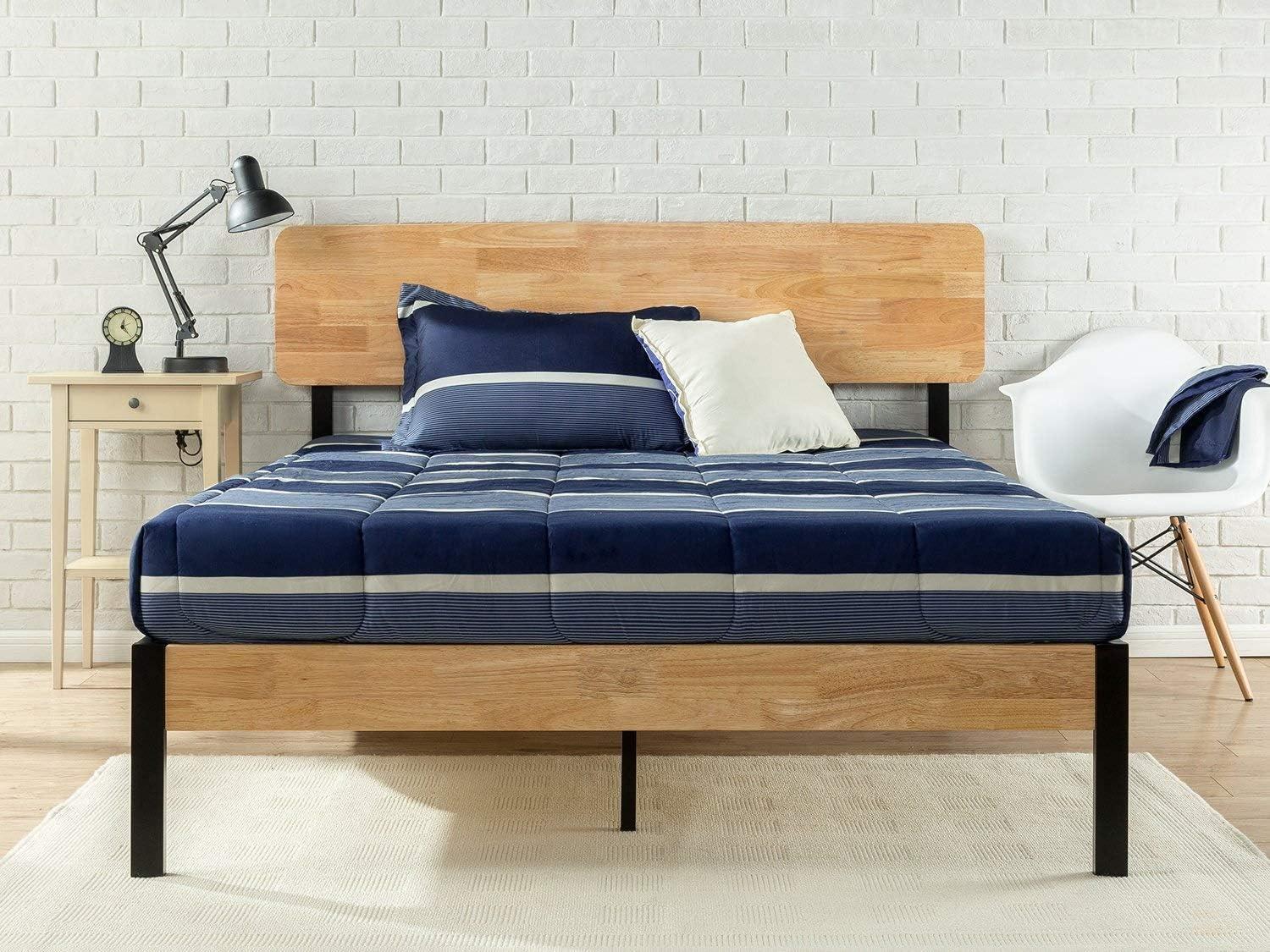 Full Olivia Metal Platform Bed Frame Brown - ZINUS: Steel & Plywood Construction, No Box Spring Needed, 14" Under-Bed Clearance
