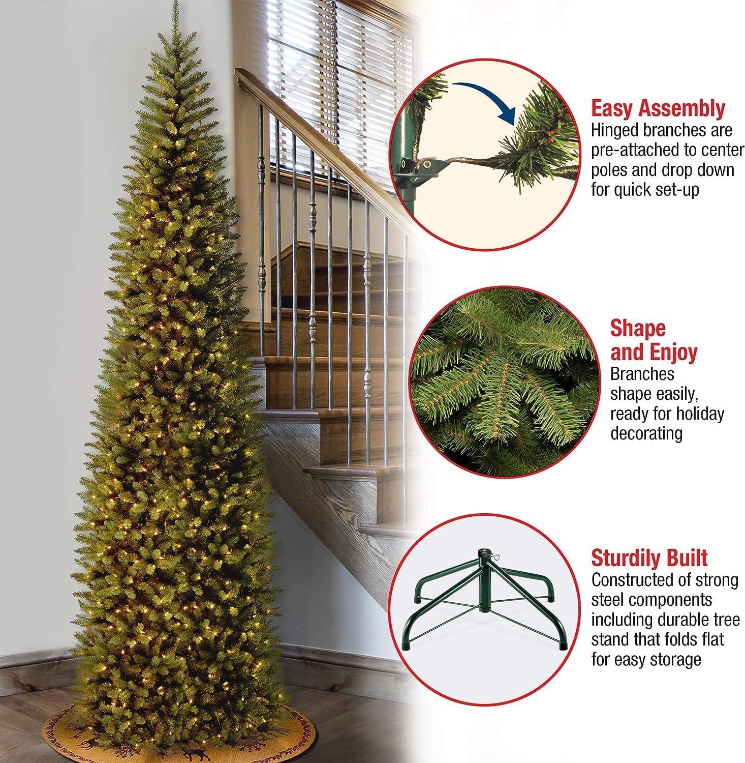 Pencil Slim Kingswood Fir Artificial Christmas Tree Clear Lights - National Tree Company