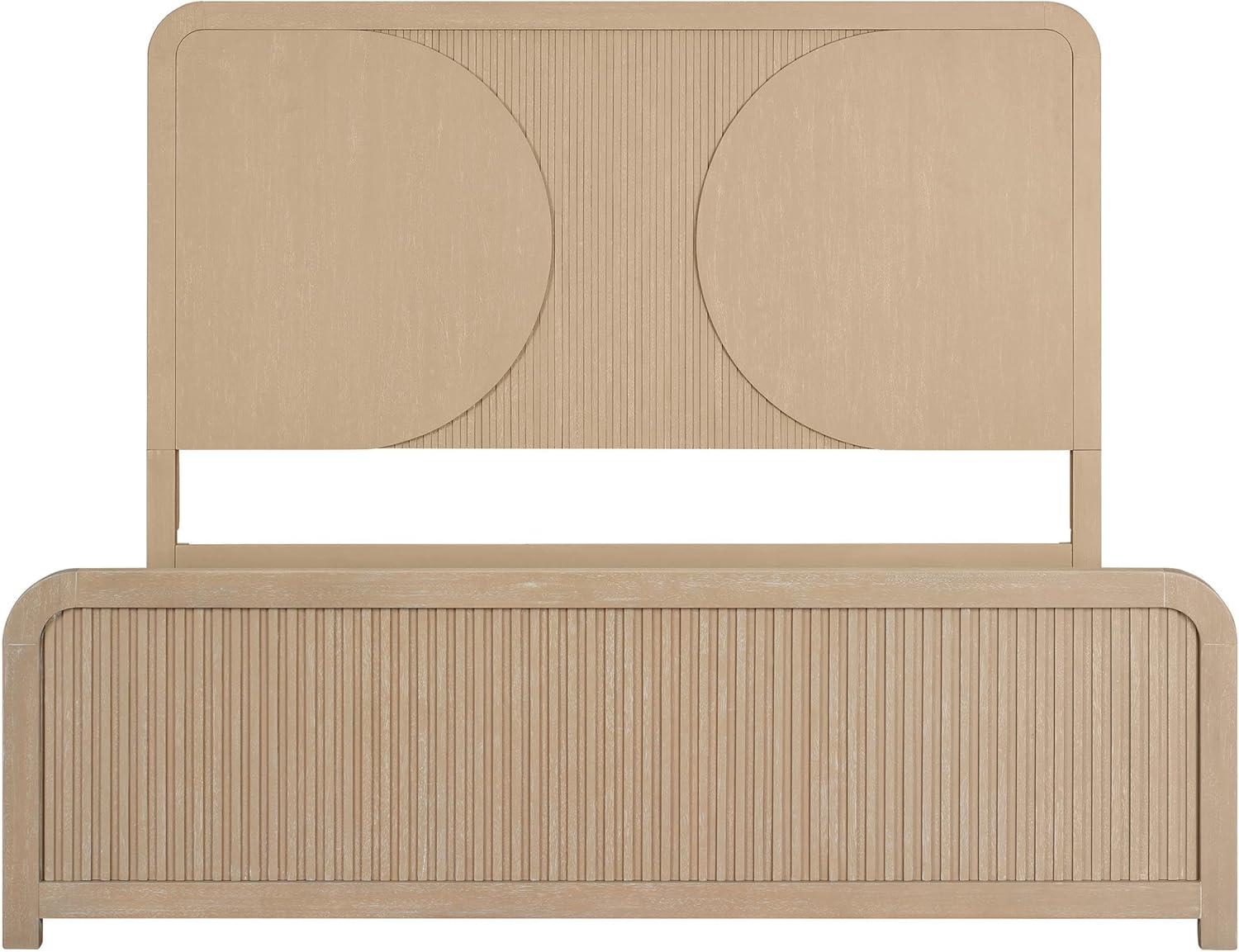 Furniture of America Tissen Modern Solid Wood 5-Piece Queen Bedroom Set with USB Ports, Reeded Panels, Curved Edges and Beveled Mirror, Box Spring Needed, Natural