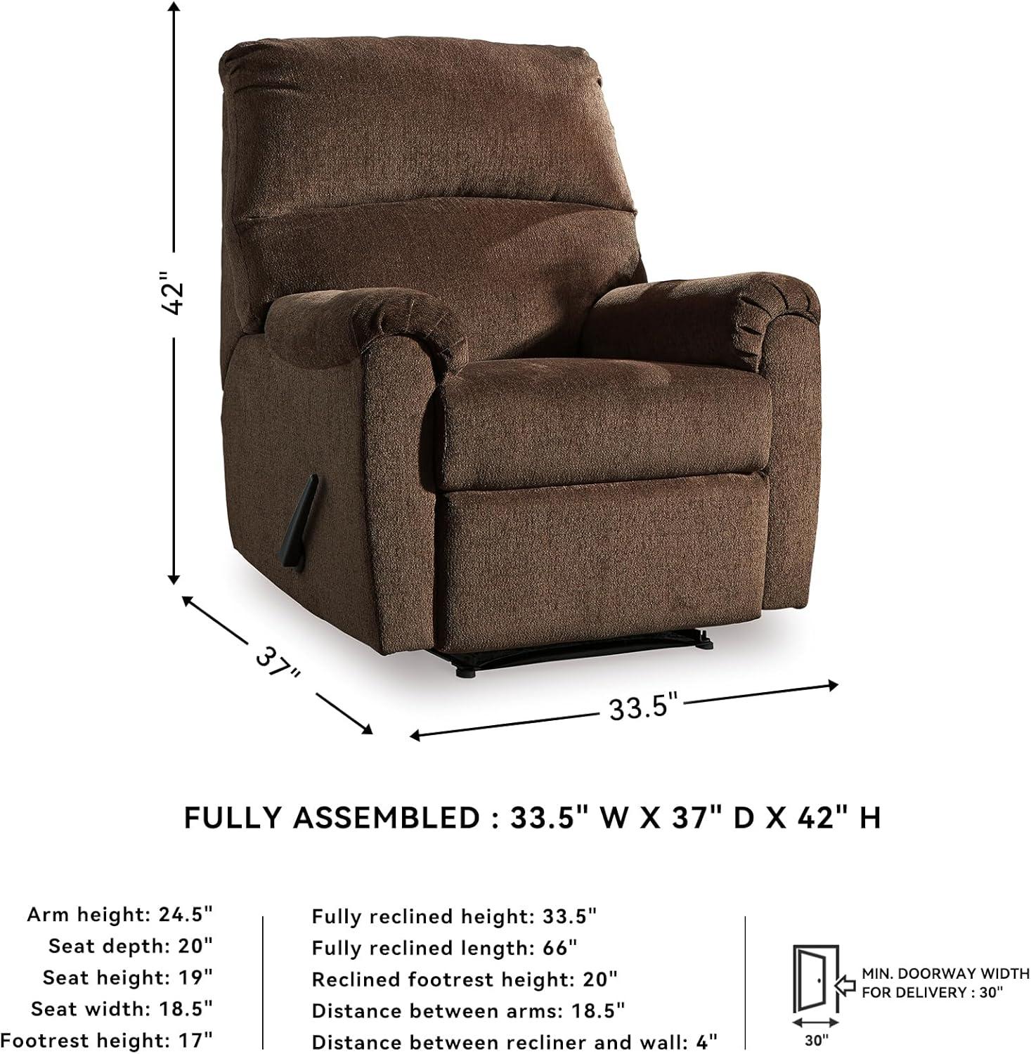 Chocolate Brown Polyester Contemporary Recliner