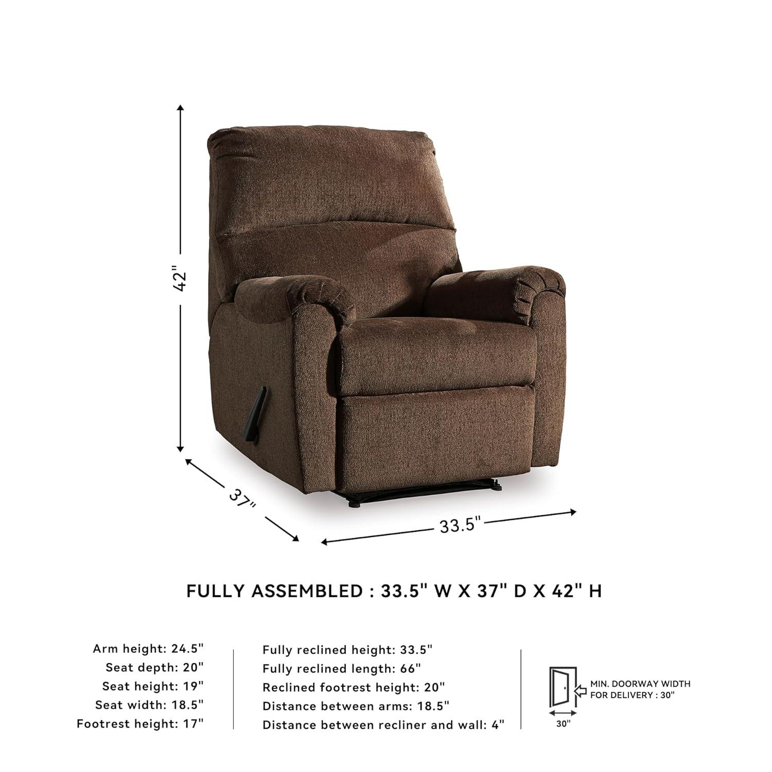 Chocolate Brown Polyester Contemporary Recliner
