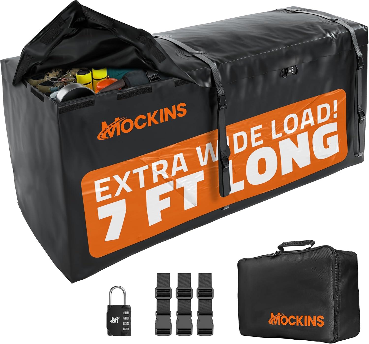 Mockins 40 Cu Ft. Black Waterproof Carrier Bag (84"x24"x34") with Buckle Straps, Lock & Carry Bag, Black