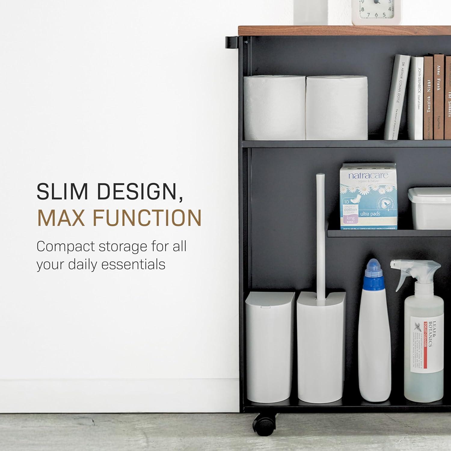 Yamazaki Slim Rolling Bathroom Cart with Handle