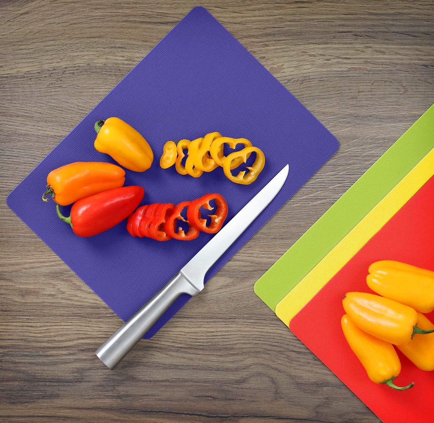 Set of 4 Multicolor Flexible Non-Slip Plastic Chopping Mats