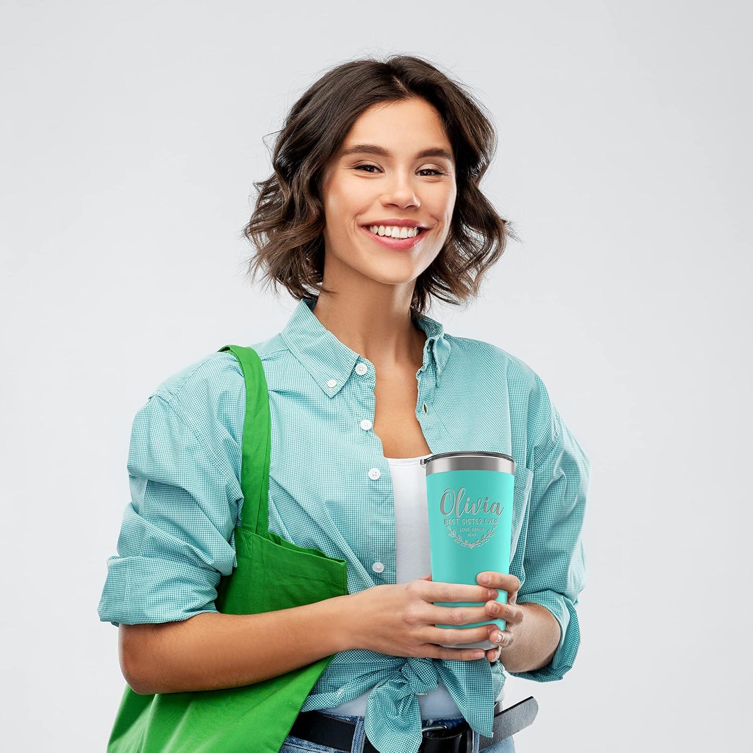 Personalized Tumblers w/Lid - 20 or 30 Oz Rose Gold - Vacuum Insulated Travel Coffee Mugs - Stainless Steel Double Wall Tumbler - Personalized Cups with Name, Text