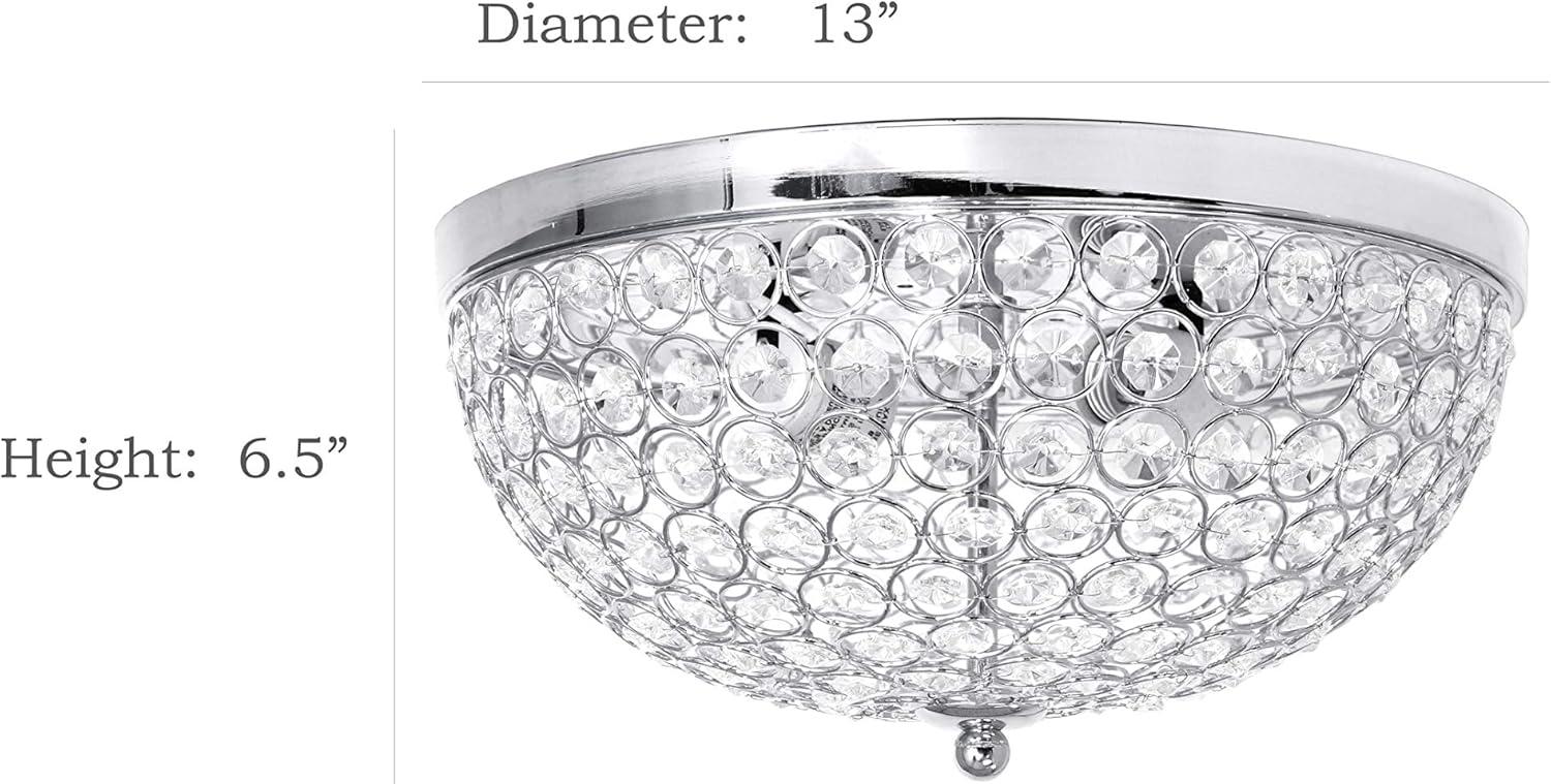 Elegant 15'' Chrome Crystal Incandescent Ceiling Flush Mount