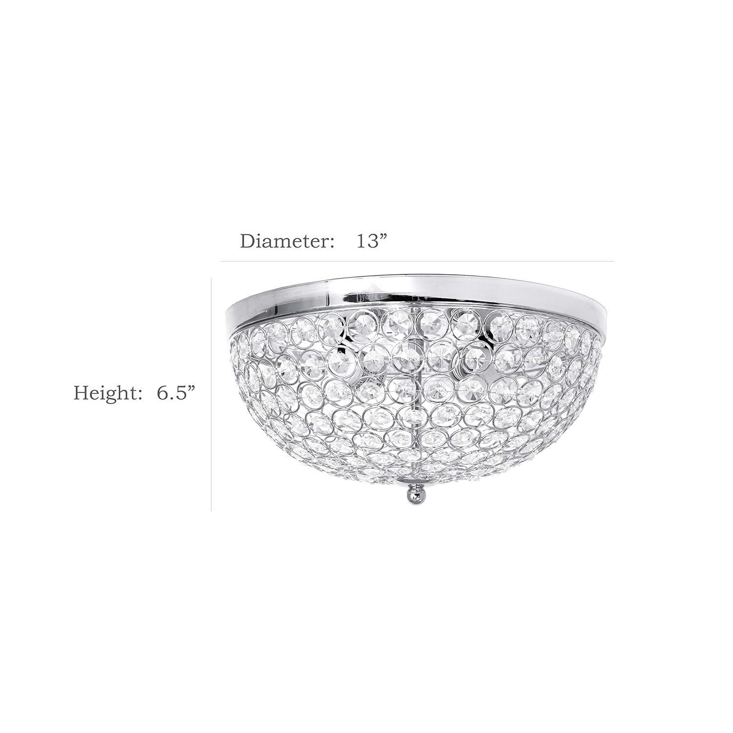 Set of 2 13" Elipse Crystal Flush Mount Ceiling Lights Chrome - Elegant Designs: Sophisticated Chrome Semi-Flush Lighting