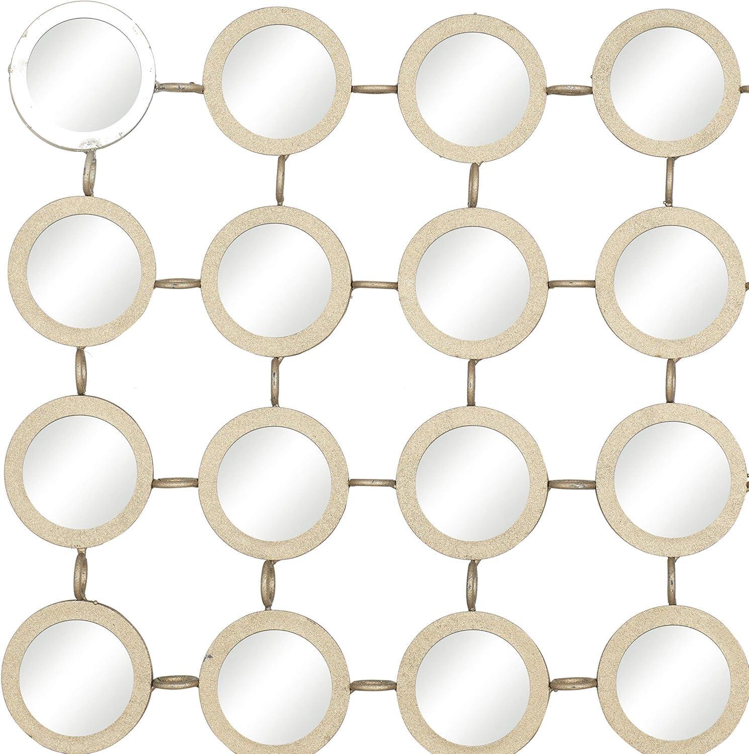 DecMode 40" x 40" Gold Geometric Wall Mirror with Grid Pattern