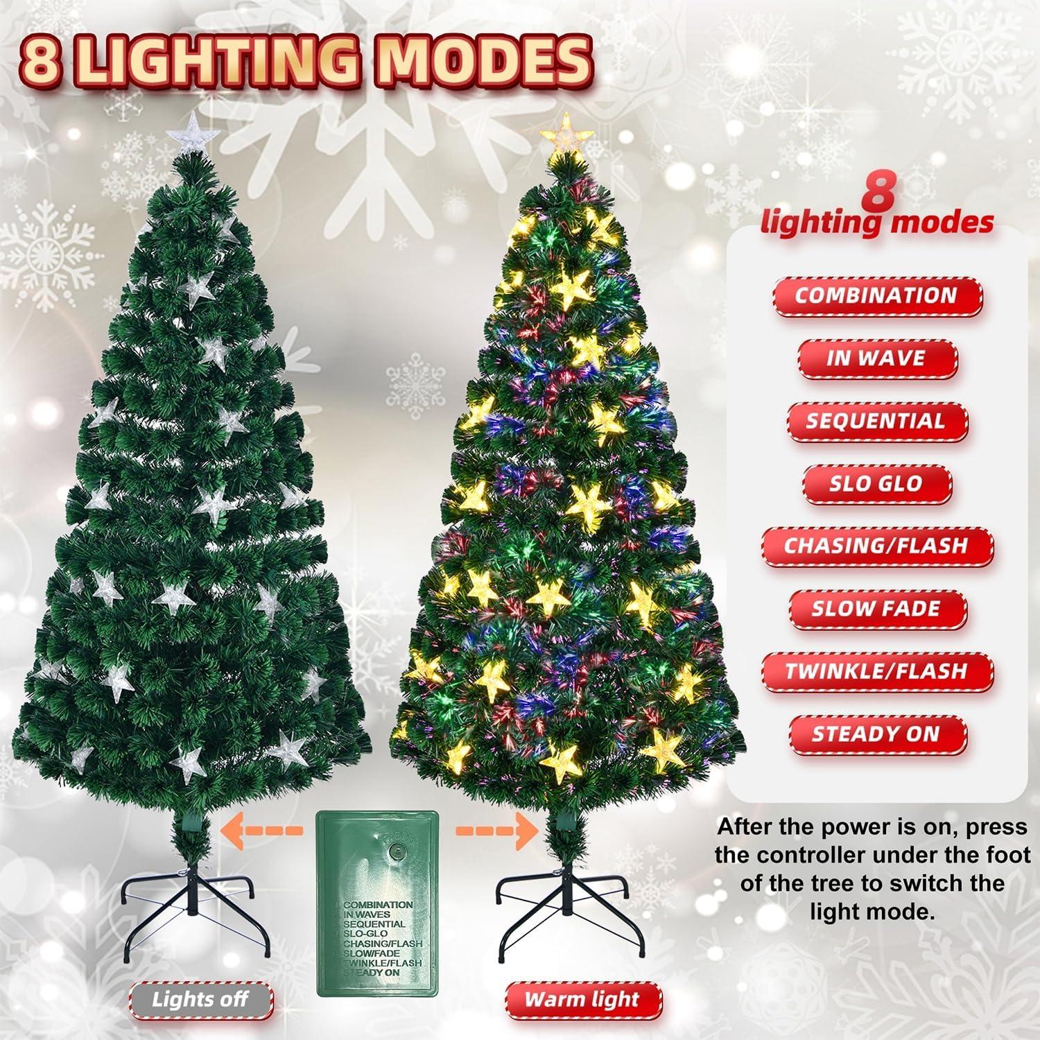 6-Foot White PVC Christmas Tree with Multicolor LED Lights