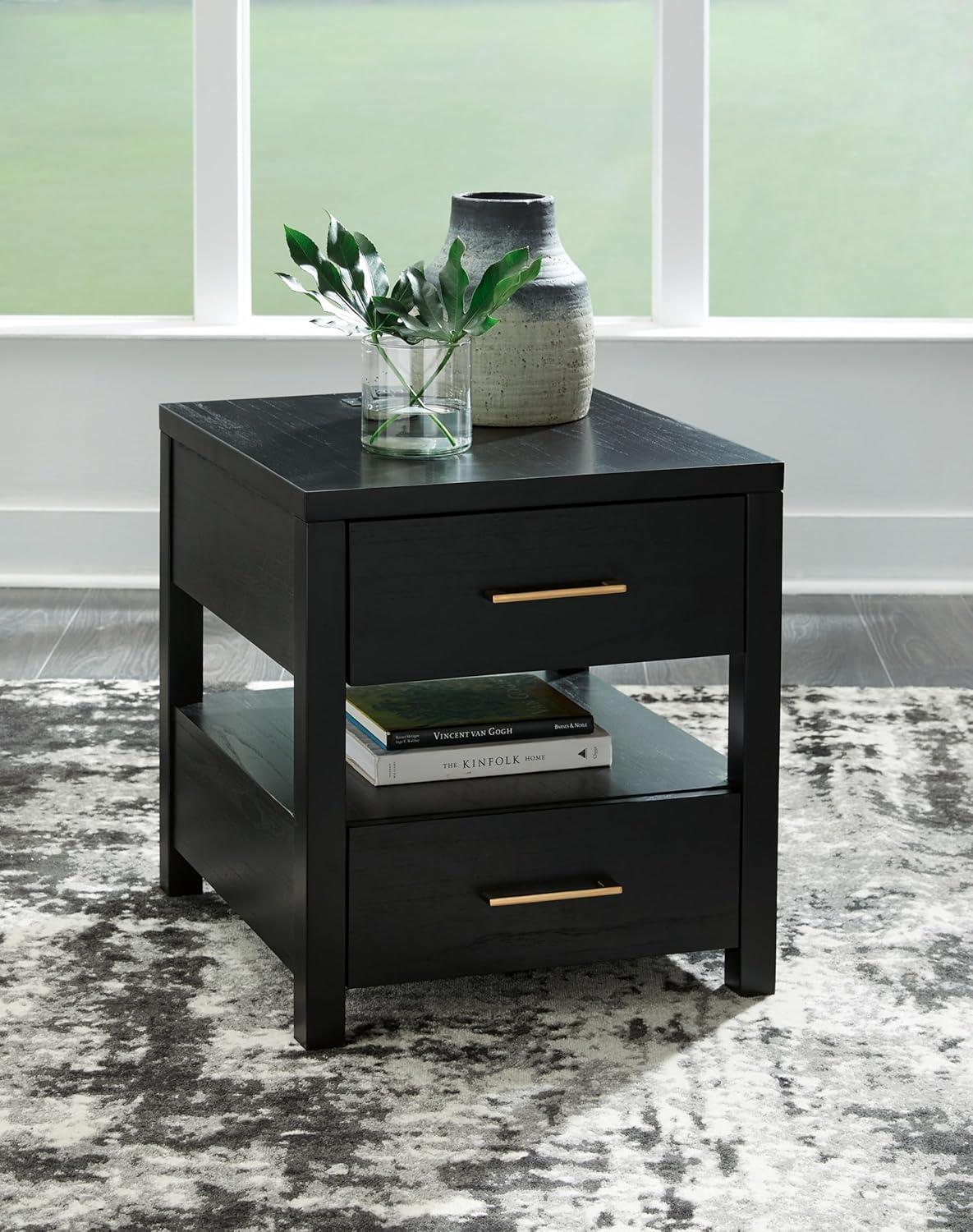 Signature Design by Ashley Winbardi End Table with USB Ports, Black