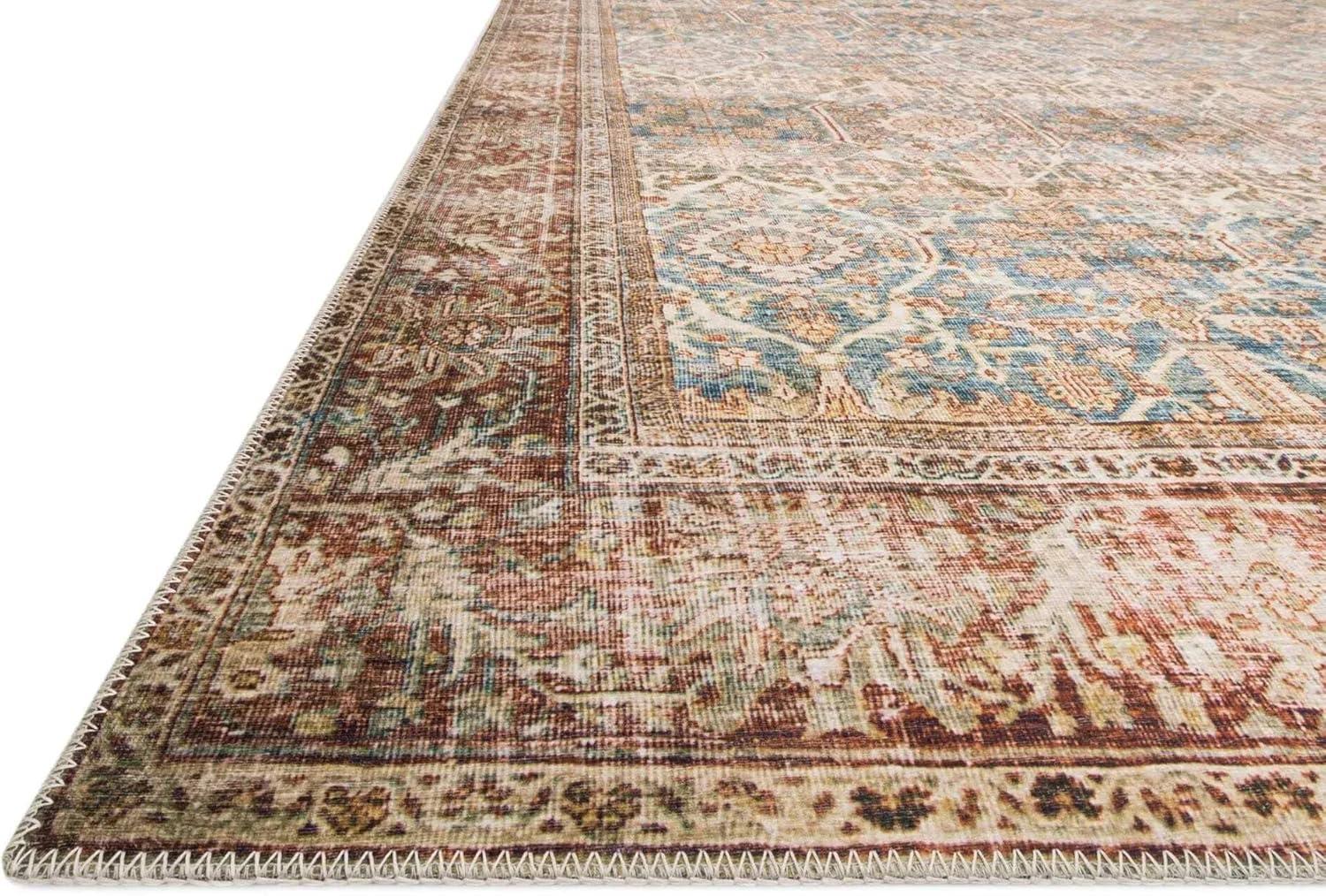 Loloi II Layla Printed Oriental Distressed Ocean / Rust Area Rug