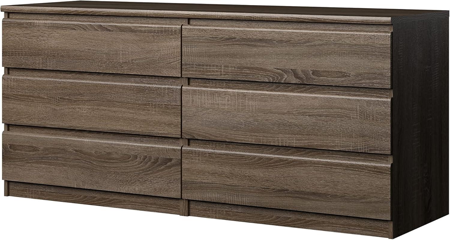 Wood Scottsdale 6 Drawer Double Dresser in Truffle Brown-Tvilum