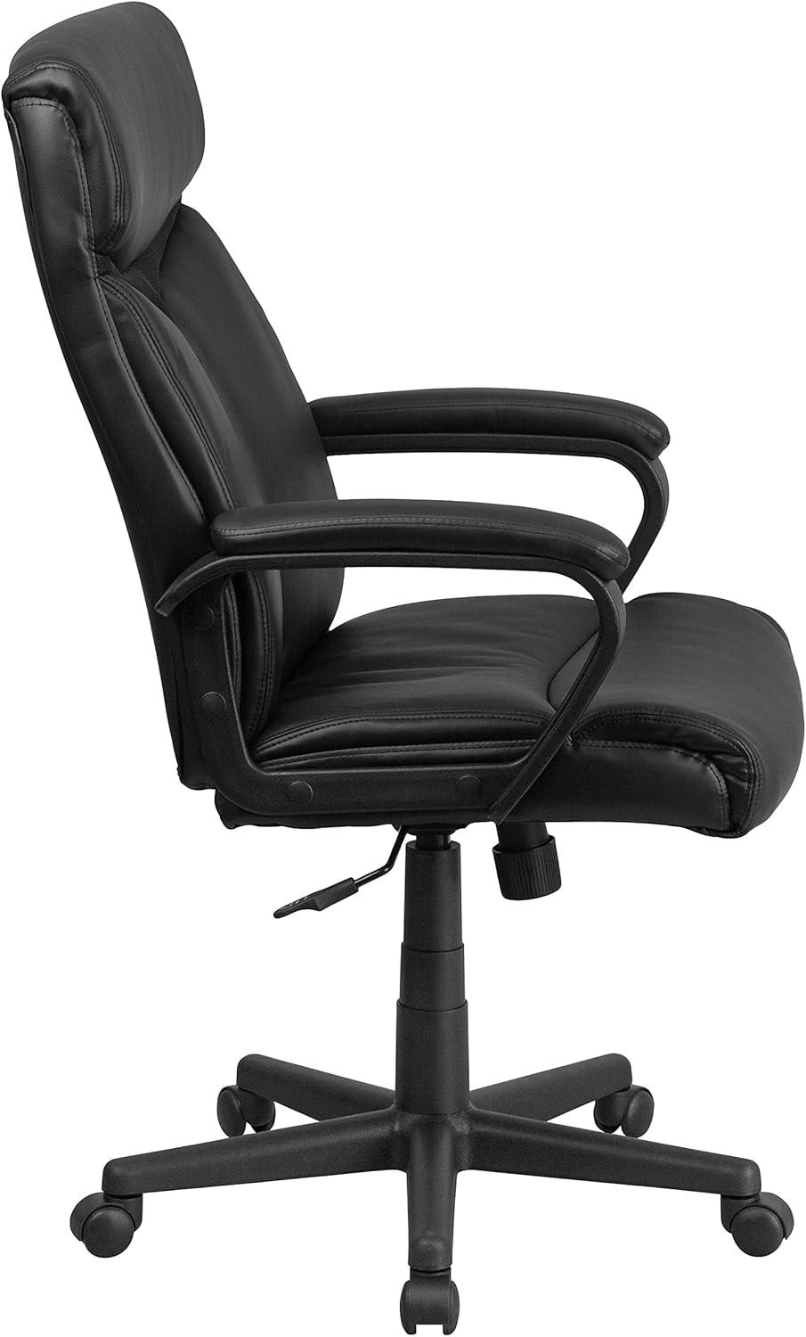 Flash Furniture Raya High Back Black LeatherSoft Executive Swivel Office Chair with Slight Mesh Accent and Arms