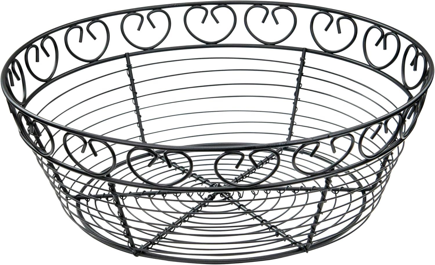Black Stainless Steel Round Wire Fruit Basket