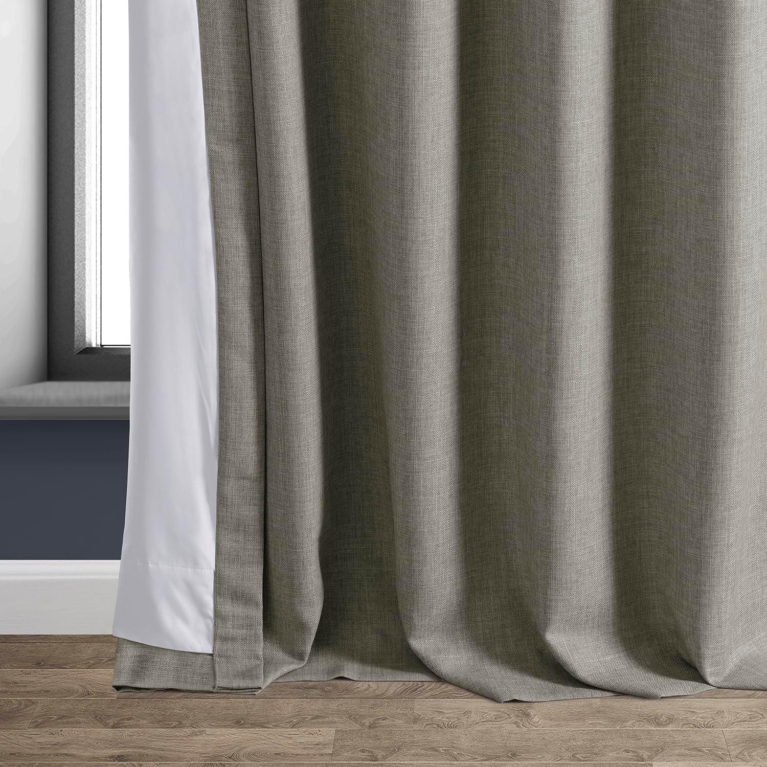 Destination Slate Gray Faux Linen Blackout Curtain Panel, 50" x 84"