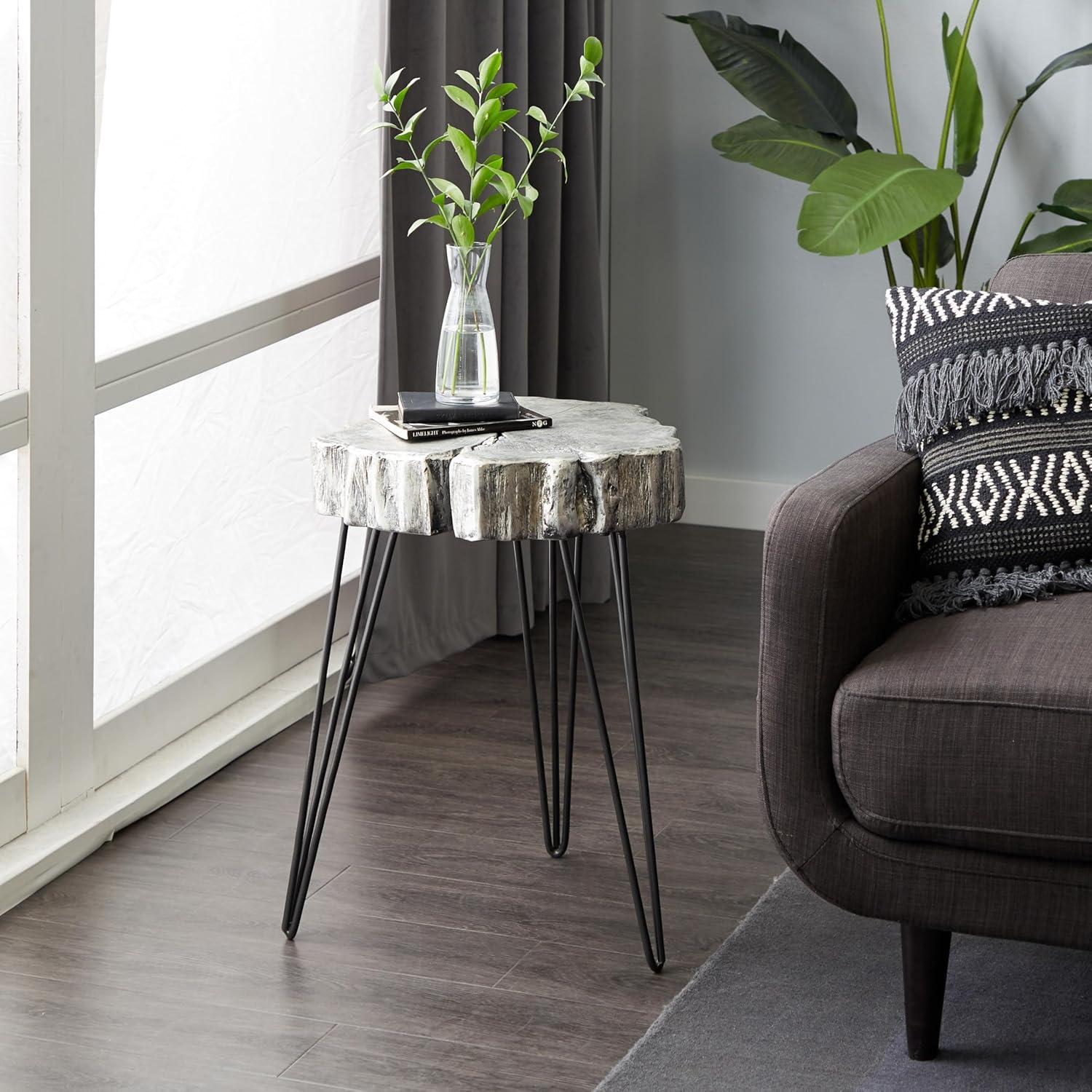 Modern Polystone and Metal Accent Table - Olivia & May