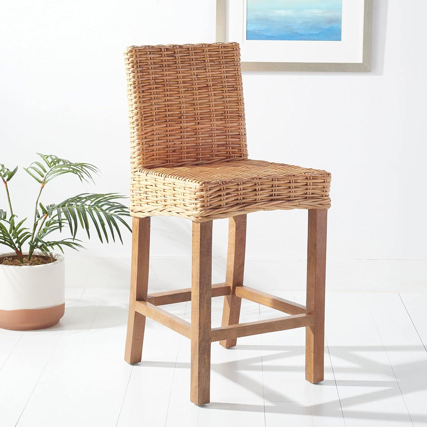Tobie Rattan Counter Stool - BST6501 - Natural/Golden Brown - Safavieh