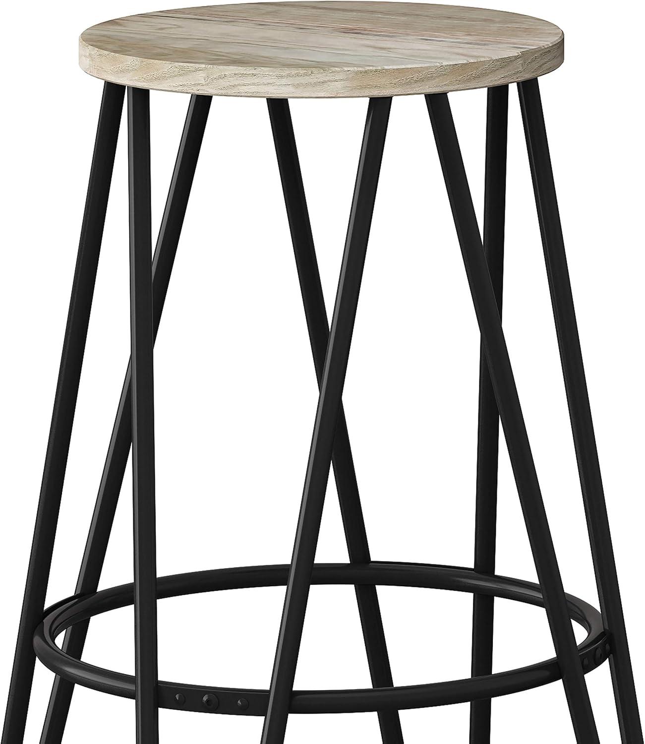 Simpli Home Simeon 26" Stool with Wood Seat (Set of 2) in Natural / Black