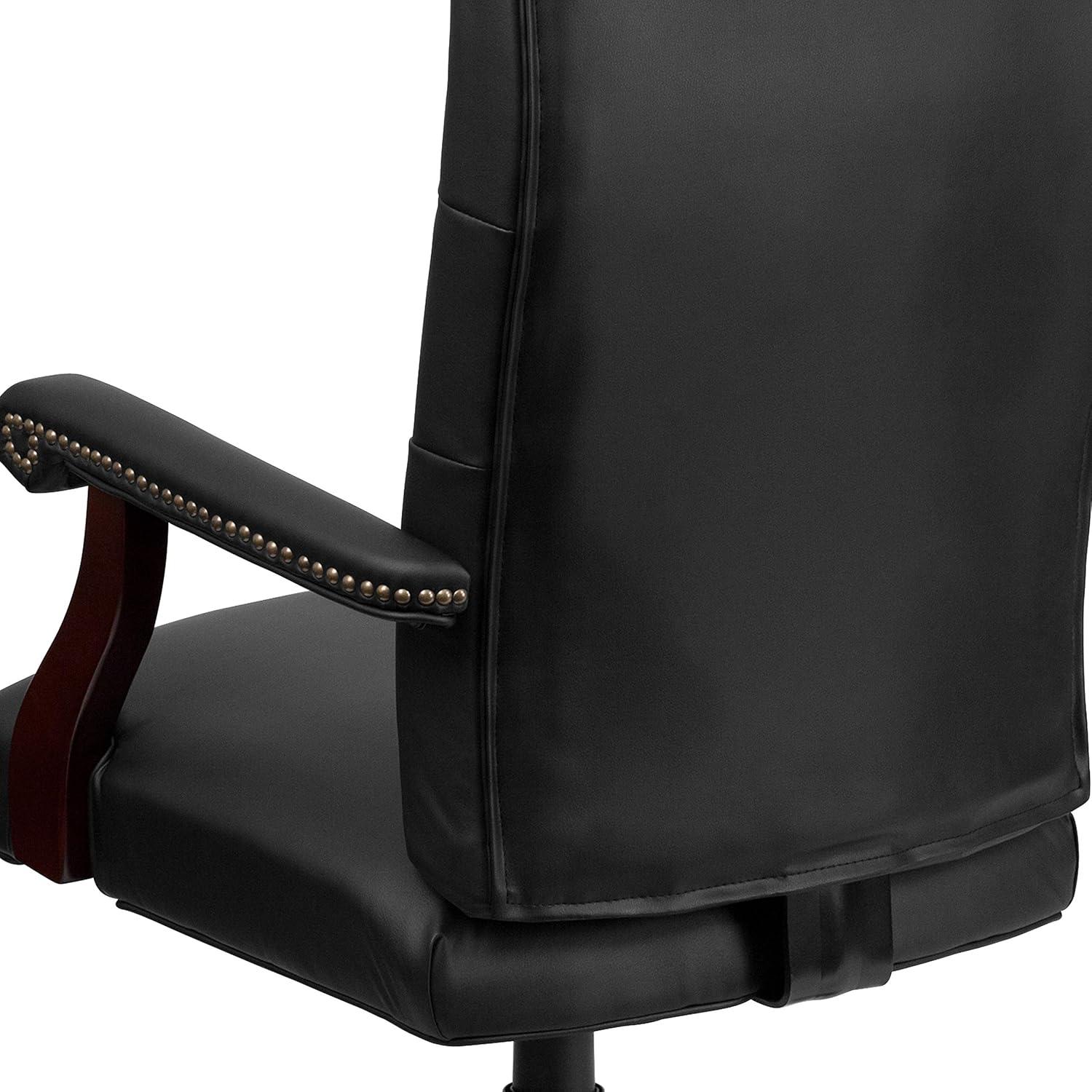 Flash Furniture Martha Washington Black LeatherSoft Executive Swivel Office Chair with Arms