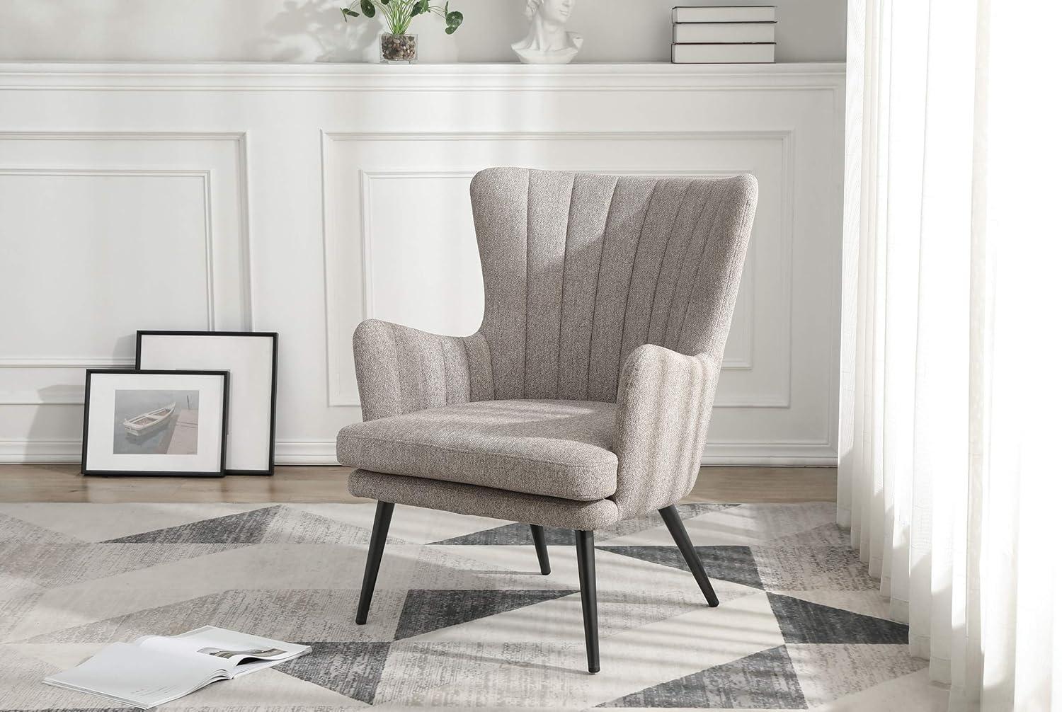 Jenson Accent Chair with Cappuccino Fabric and Grey Legs