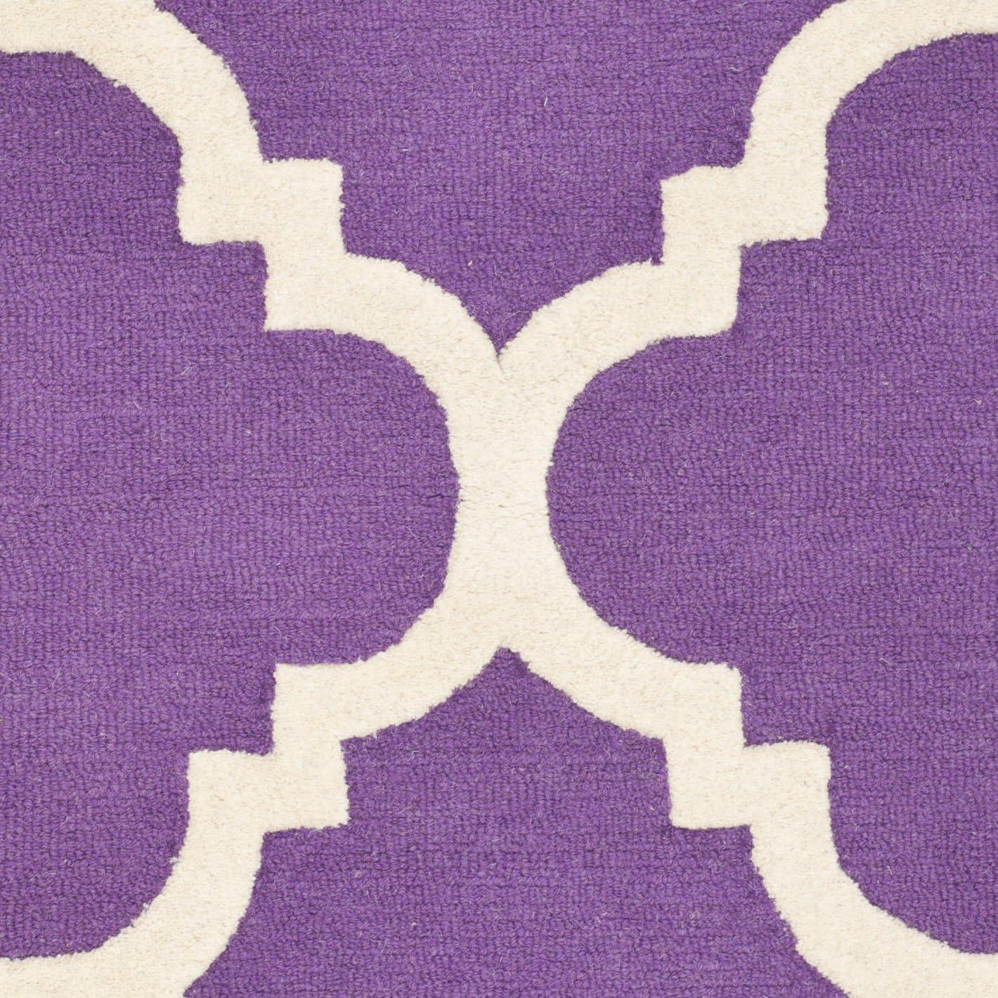 SAFAVIEH Cambridge Justine Geometric Quatrefoil Wool Area Rug, Purple/Ivory, 4' x 6'