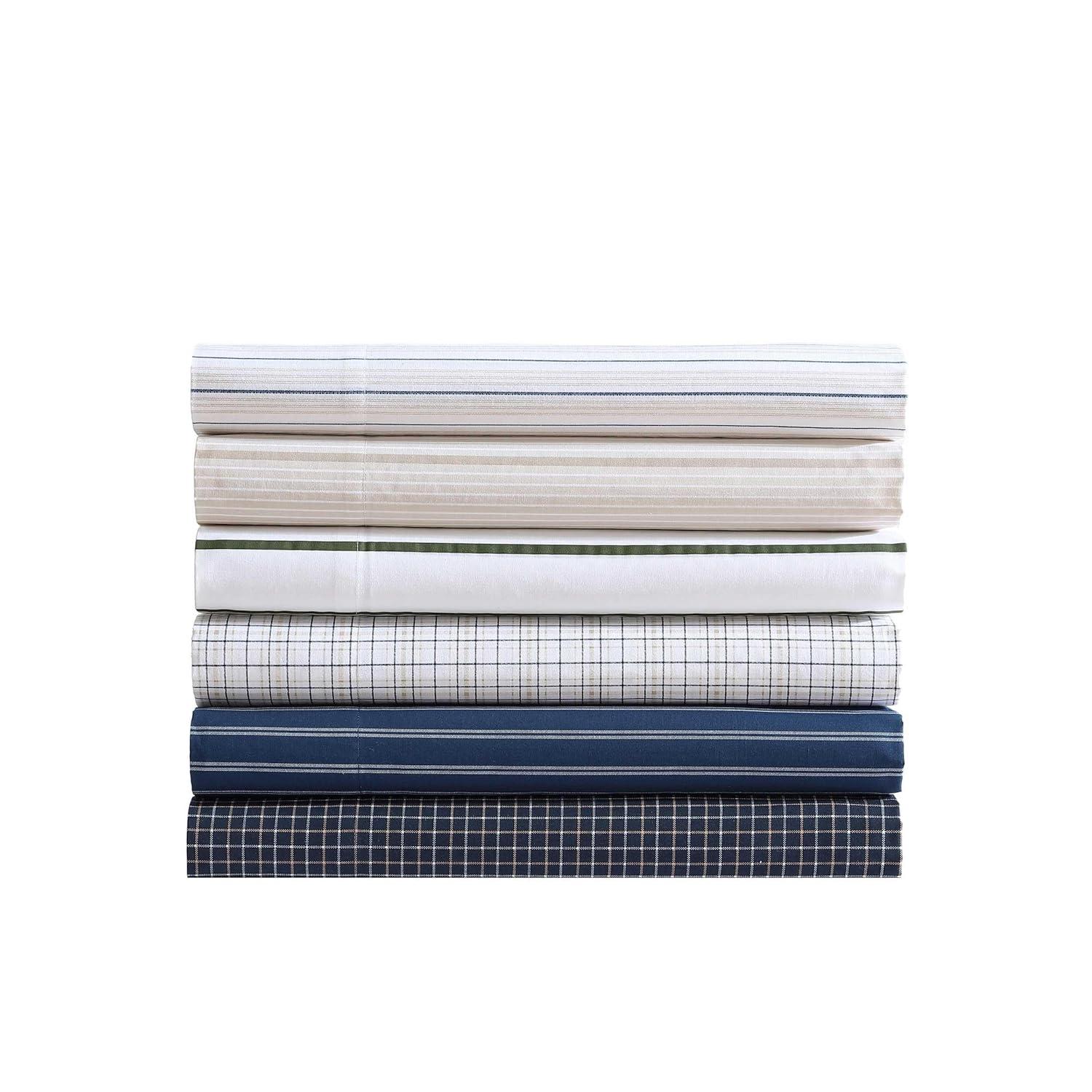 Full Size Sable Heather Cotton Percale Stripe Sheet Set