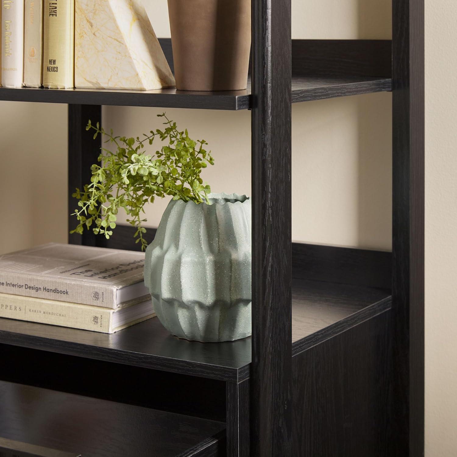 Transitional Narrow Bookshelf with Drawer on Bottom