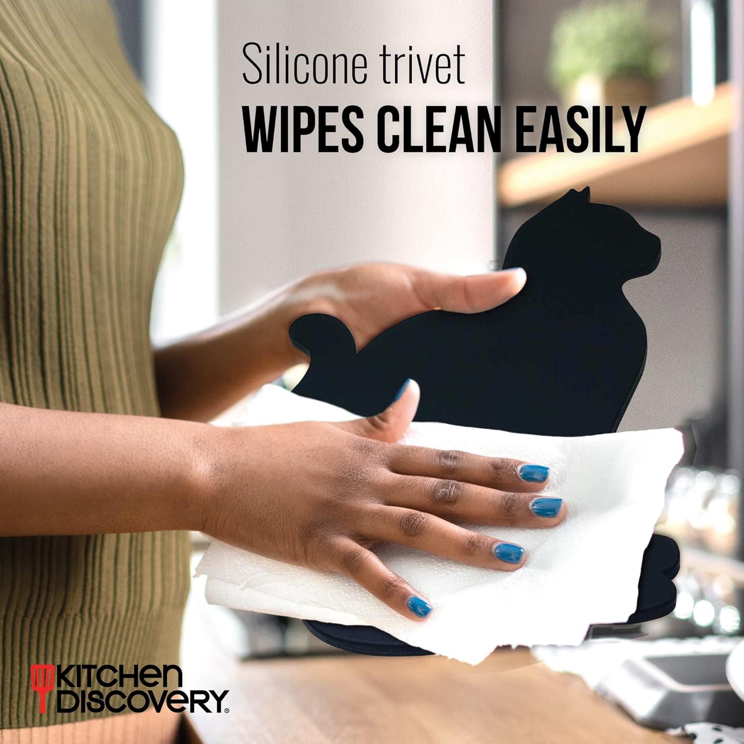 Cat-Shaped Silicone Trivet - Protect Countertops and Tables from Heat Damage with Adorable Kitty Decor - Heat-Resistant up to 300°F