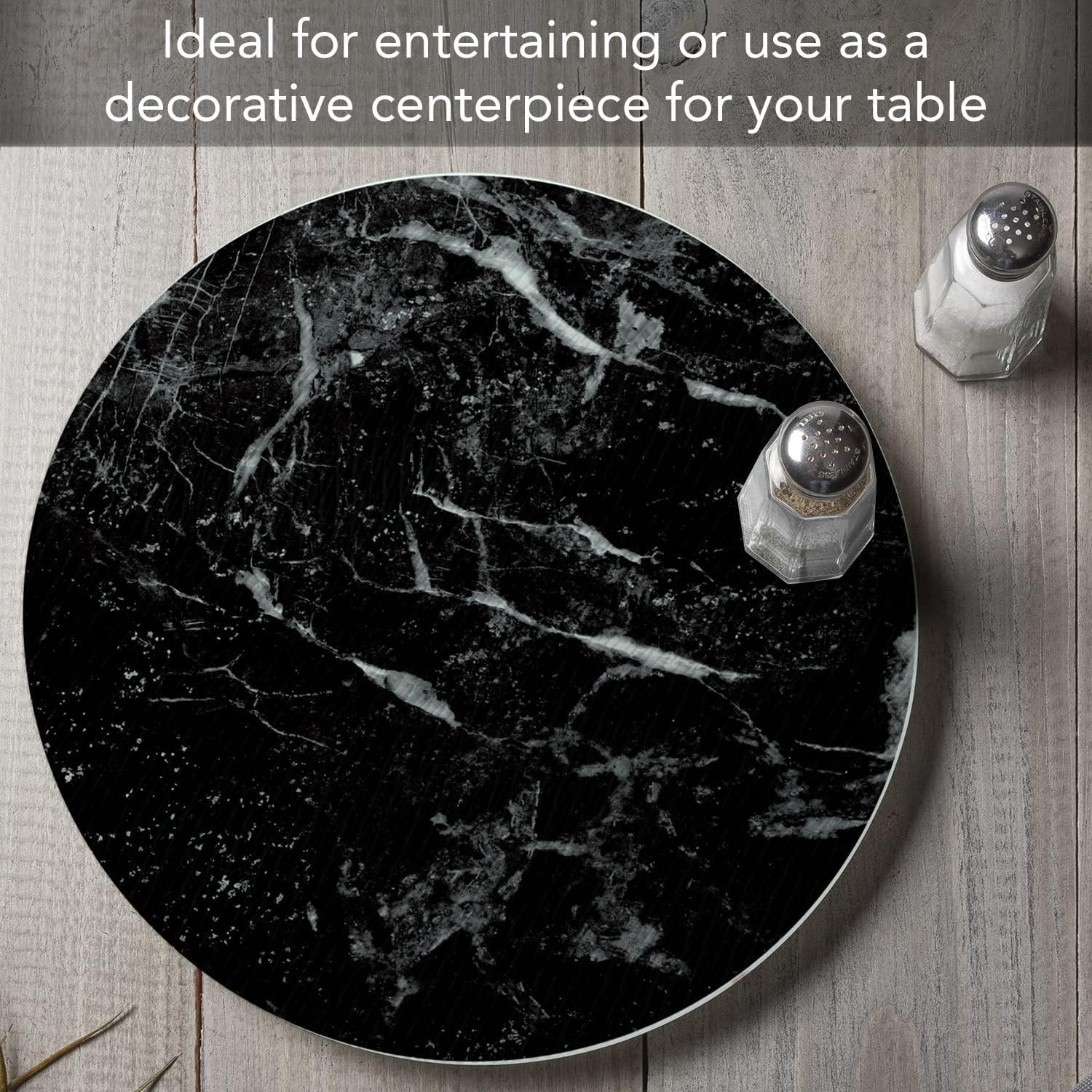 CounterArt Black Marble Design Lazy Susan Turntable 13" Round