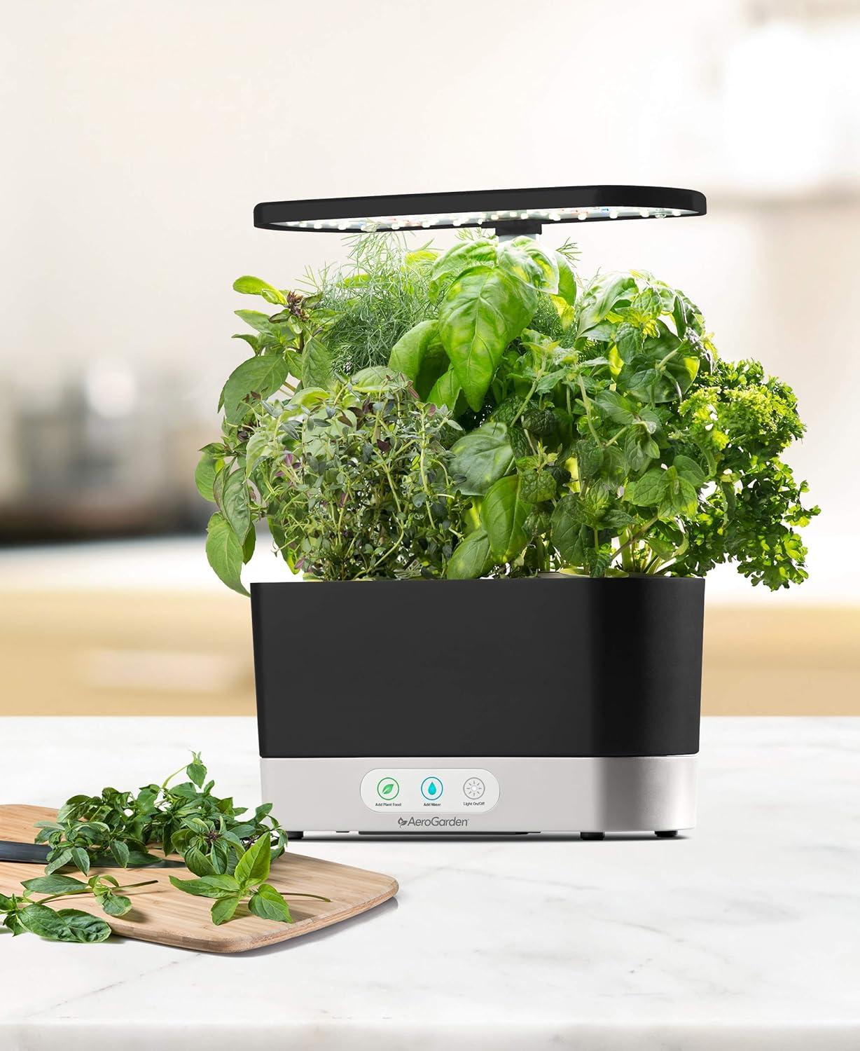 AeroGarden Harvest, Black with Gourmet Herbs Seed Kit