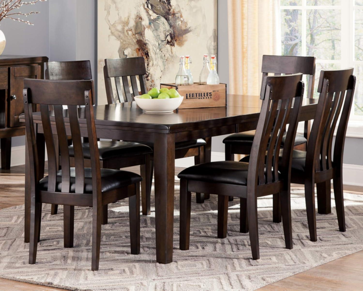 Signature Design by Ashley Haddigan Rectangular Extendable Dining Table Dark Brown: Seats 8, Wood Veneer, Butterfly Leaf