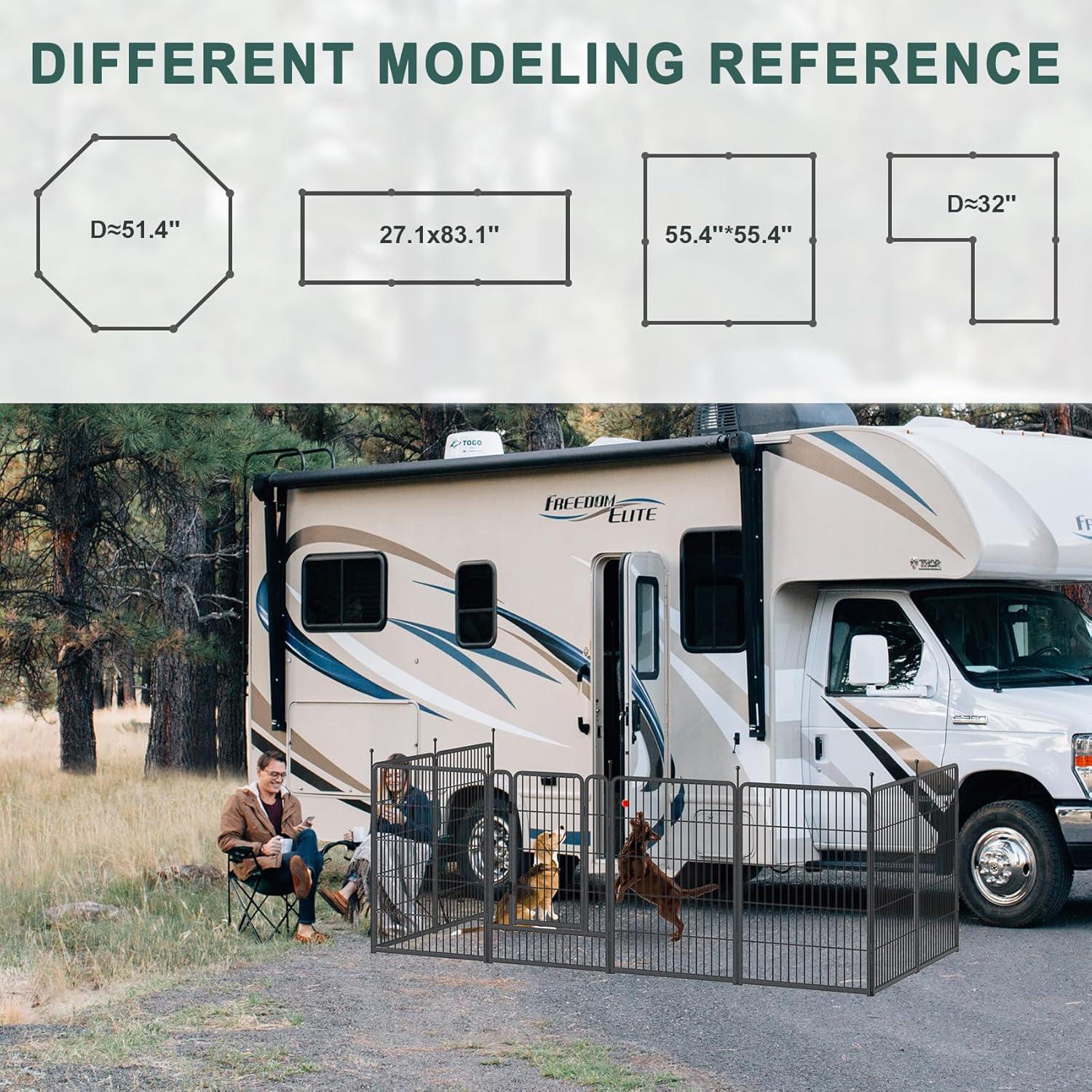 Monasem Dog Playpen Outdoor, 16 Panels 40" Height Dog Fence(Black)