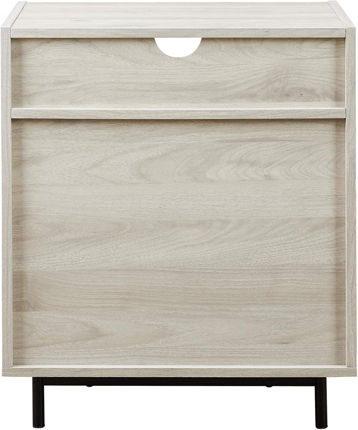 22" Curved Open Top 2-Drawer Bedroom Nightstand with USB in Birch