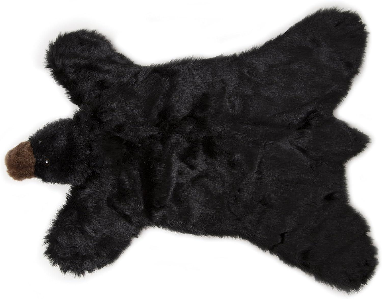 Large Black Plush Bear Kids Animal Rug