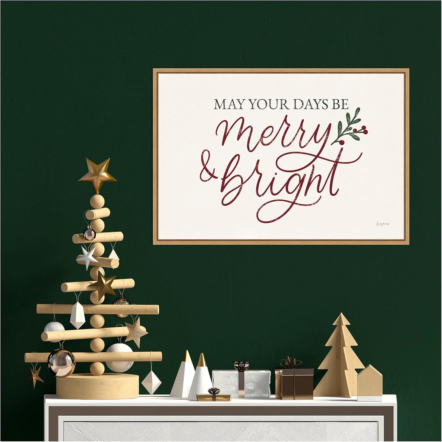 Amanti Art Vintage Christmas V Red Framed Canvas Wall Art Print