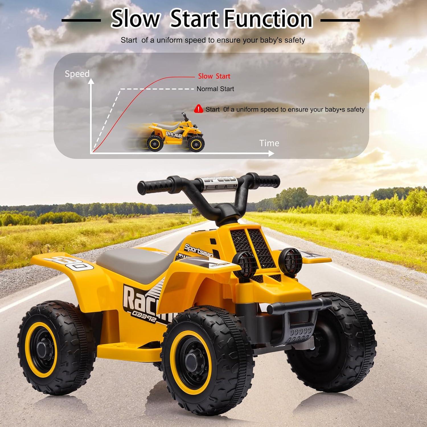 6V 7Ah Powered Ride-on Toy, Electric 4-Wheeler ATV Car w/ Horn, Music Player, Headlight for Kids