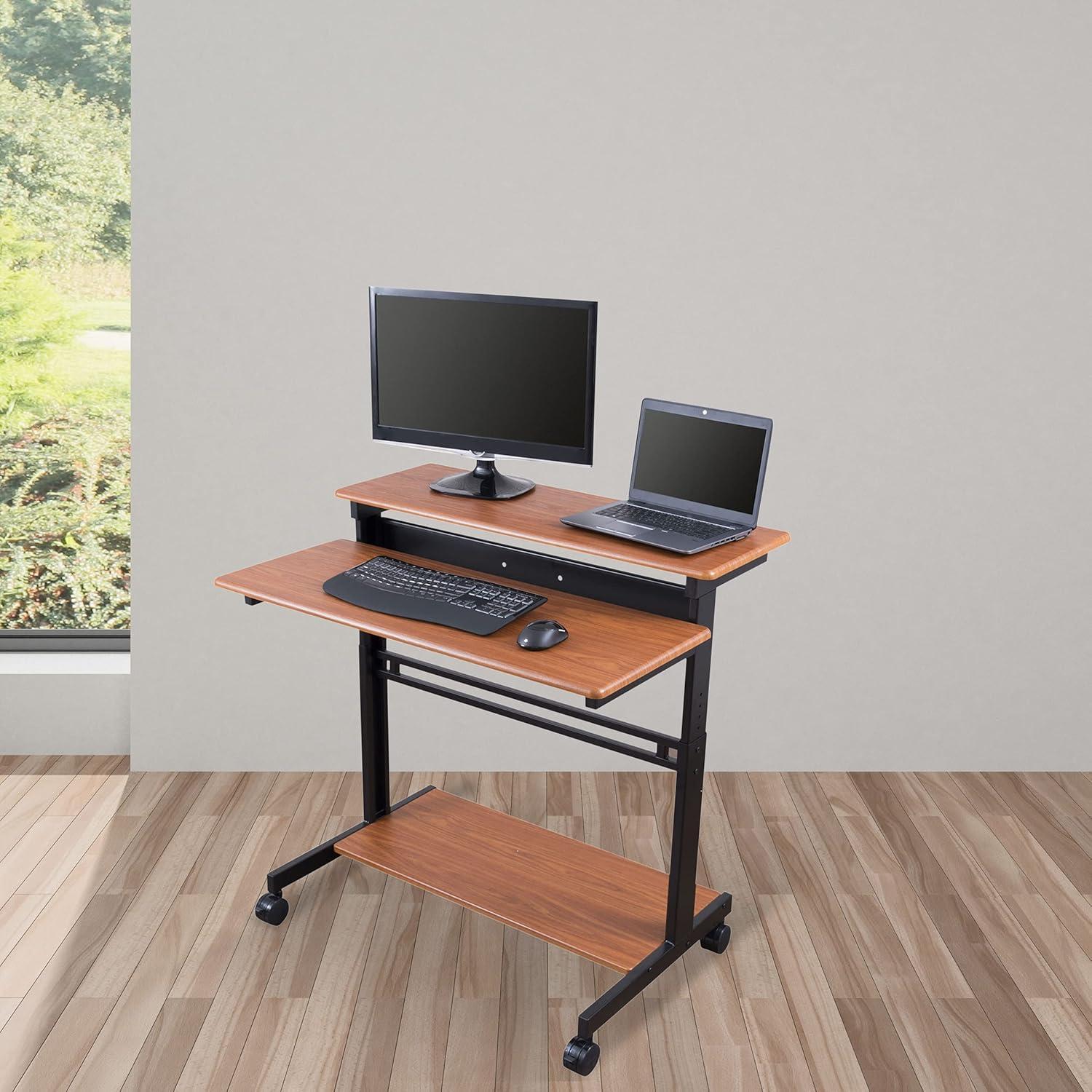 Stand Up Desk Store Rolling Adjustable Height Two Tier Standing Desk Computer Workstation