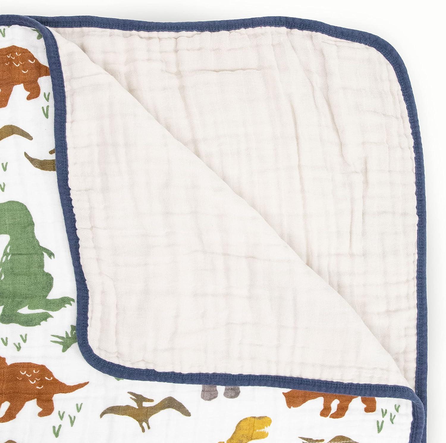 Dino Friends Blue Cotton Muslin Toddler Quilt