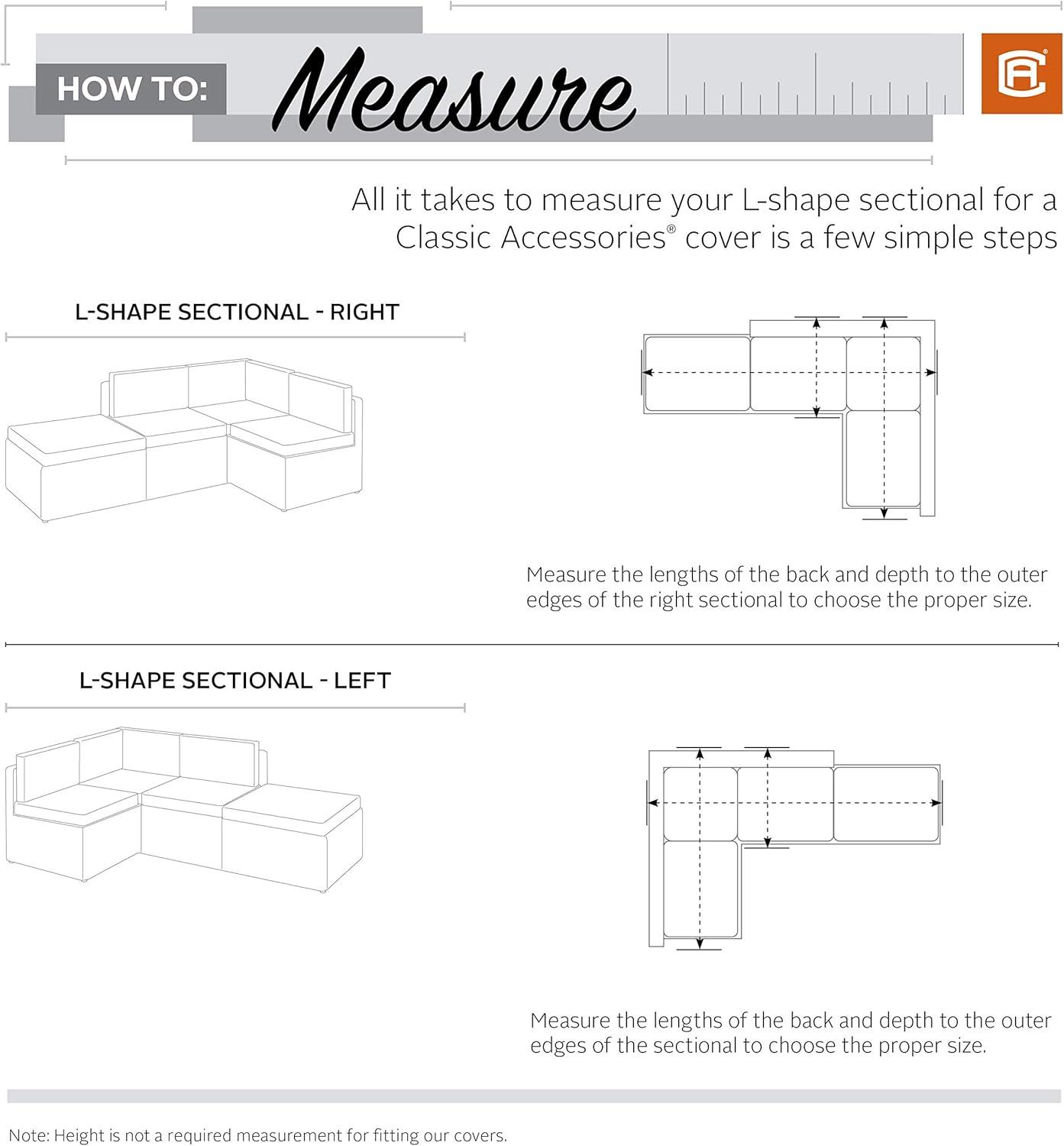 Classic Accessories Terrazzo Water-Resistant 104 Inch Patio Left-Facing Sectional Lounge Set Cover