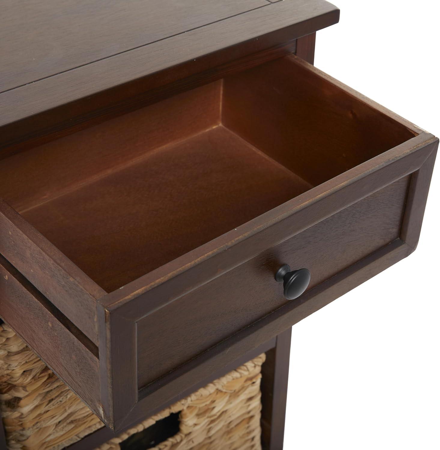 Wooden Side Chest with Wicker Drawers Brown - Olivia & May