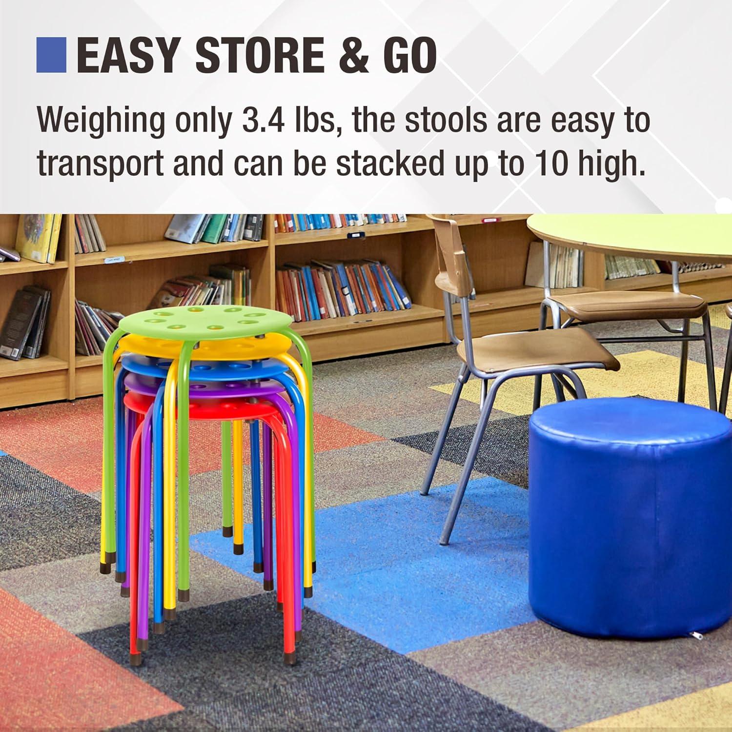 Assorted Color Plastic Stacking Classroom Stool