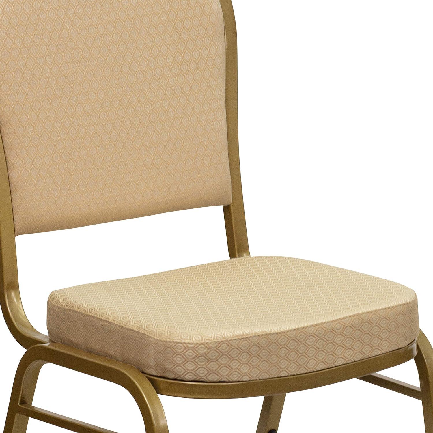 Beige Patterned Fabric Dome Back Stacking Banquet Chair