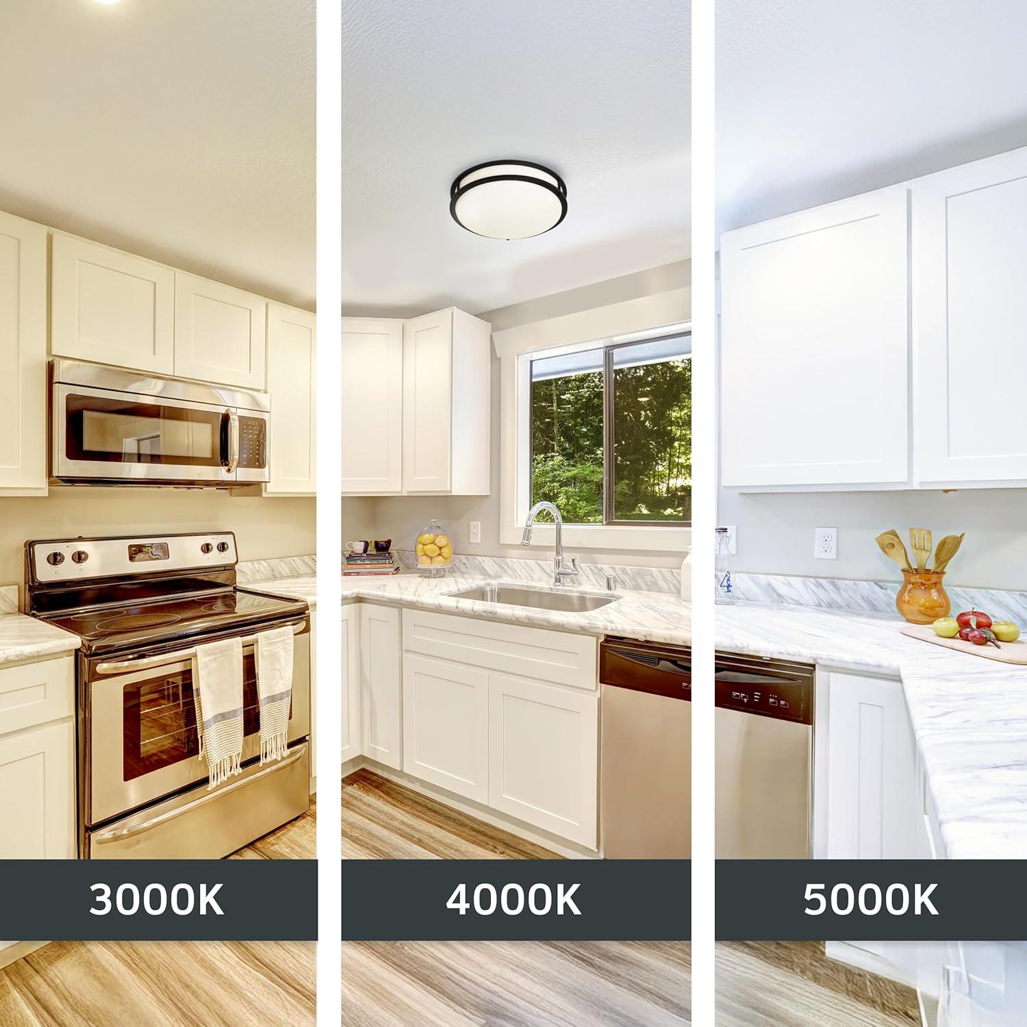 Designers Fountain Flush Mount Ceiling Light, 10 Inch Round LED DC Lighting Fixture Kitchen, Bedroom, Bathroom, Hallway, Dimmable, 1150 Lumens, 3000K/4000K/5000K, Brushed Nickel, EV1410C3C-35