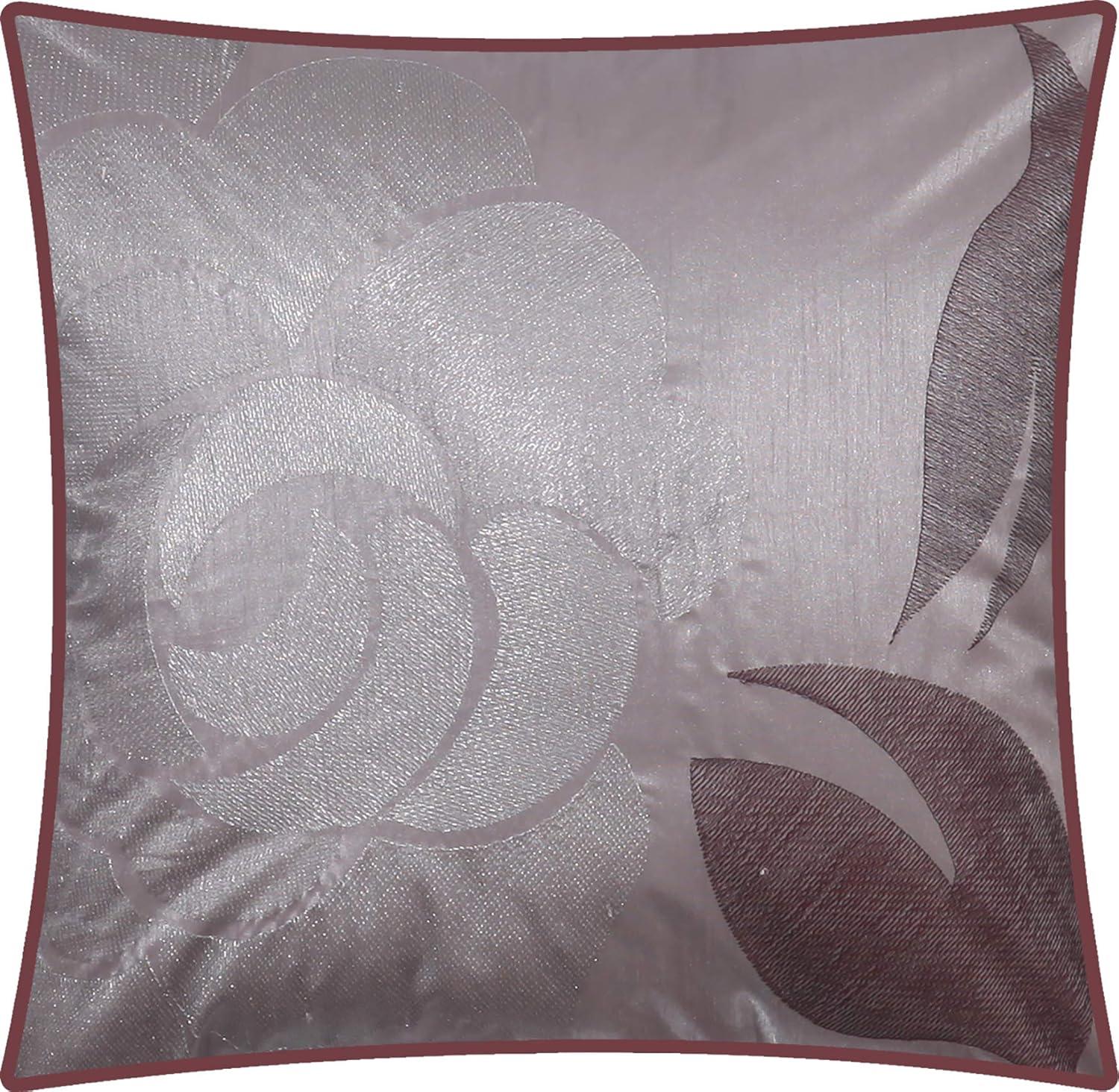 King Size 7 Piece Burgundy Brown Embroidery Soft Bedding Comforter Set