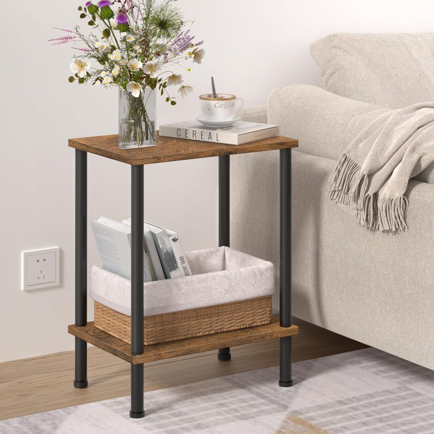 End Table, Set of 2, Side Table, Nightstand, 2-Tier Storage Shelf, Sofa Table for Small Space, Living Room, Bed Room TB01BB035