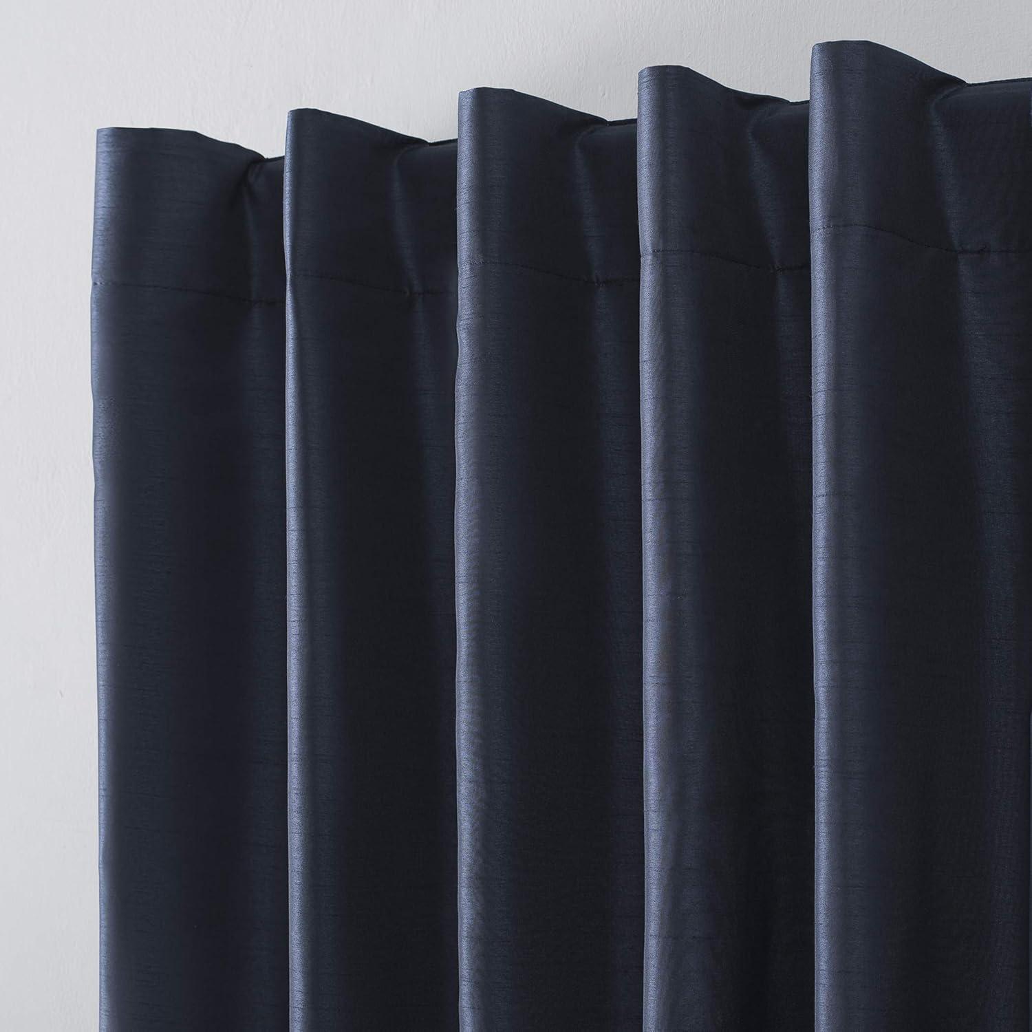 Faux Dupioni Silk Thermal Extreme 100% Blackout Back Tab Curtain Panel