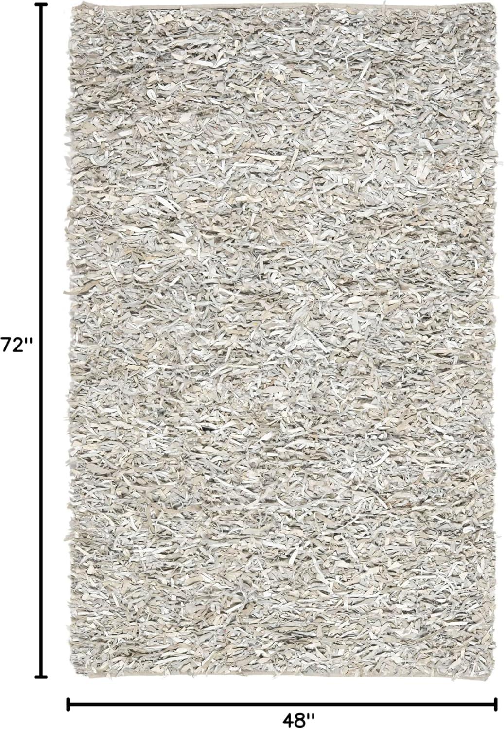 SAFAVIEH Mariam Leather Shag Area Rug, White, 4' x 6'