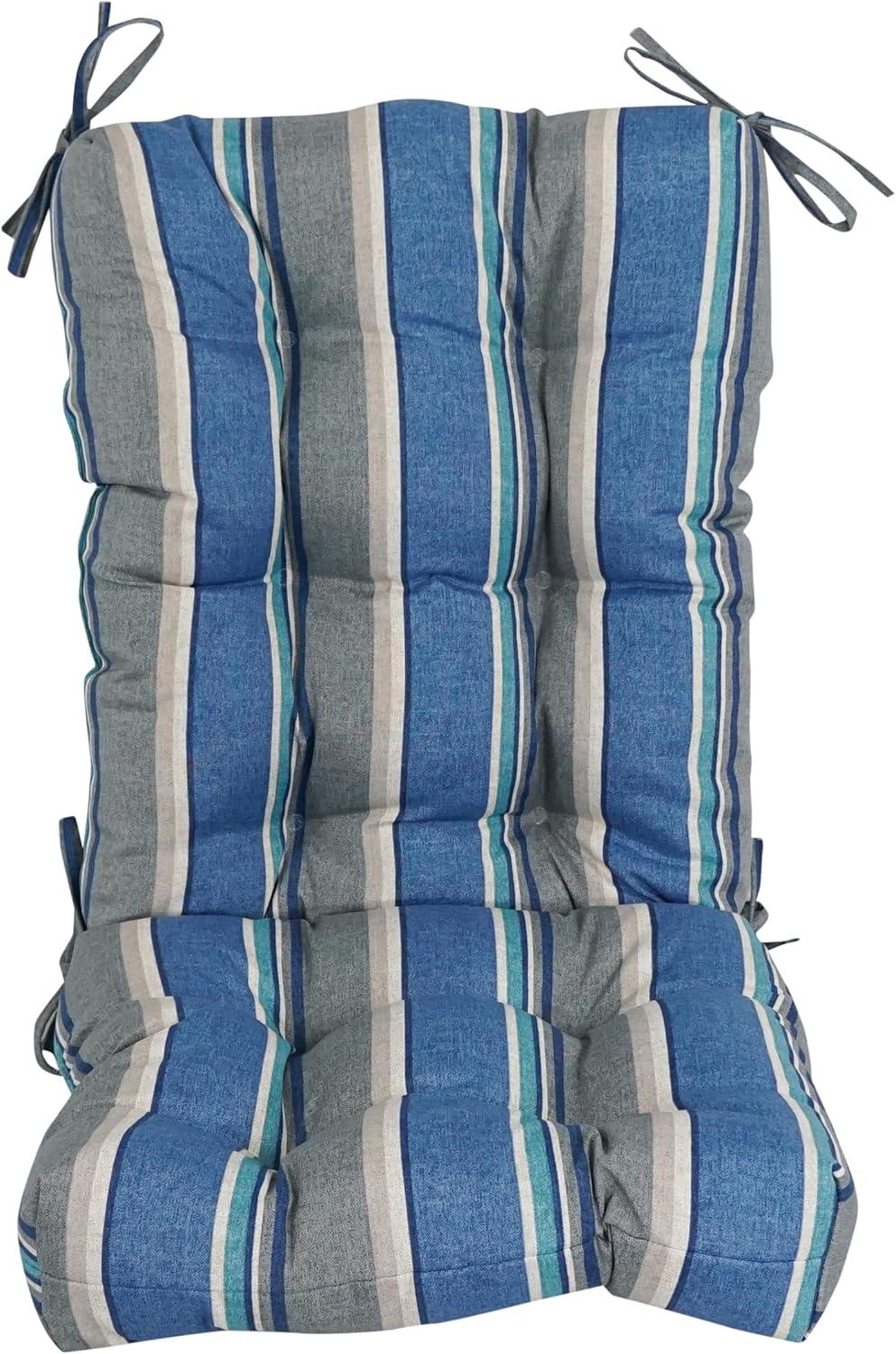 Blazing Needles 18-inch by 38-inch Spun Polyester Patterned Outdoor Tufted Chair Cushion