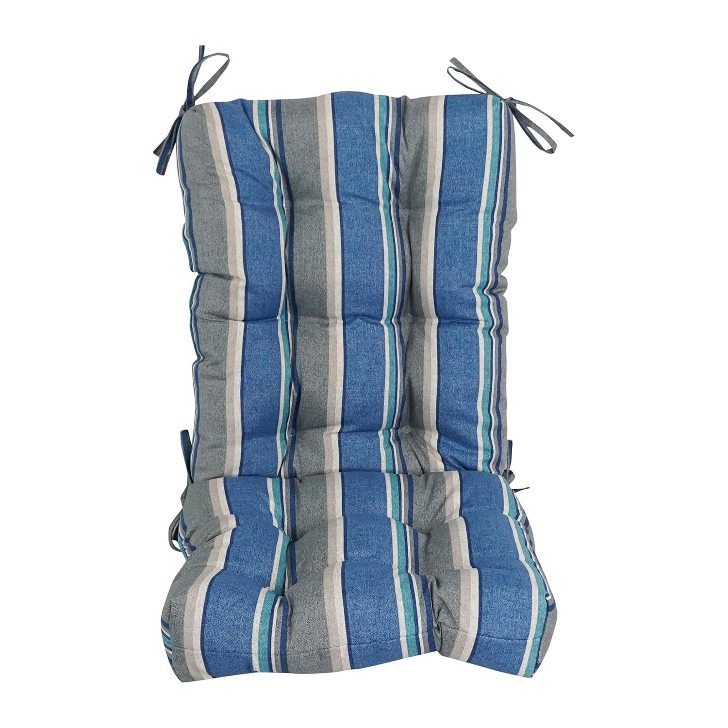 Blazing Needles 18-inch by 38-inch Spun Polyester Patterned Outdoor Tufted Chair Cushion