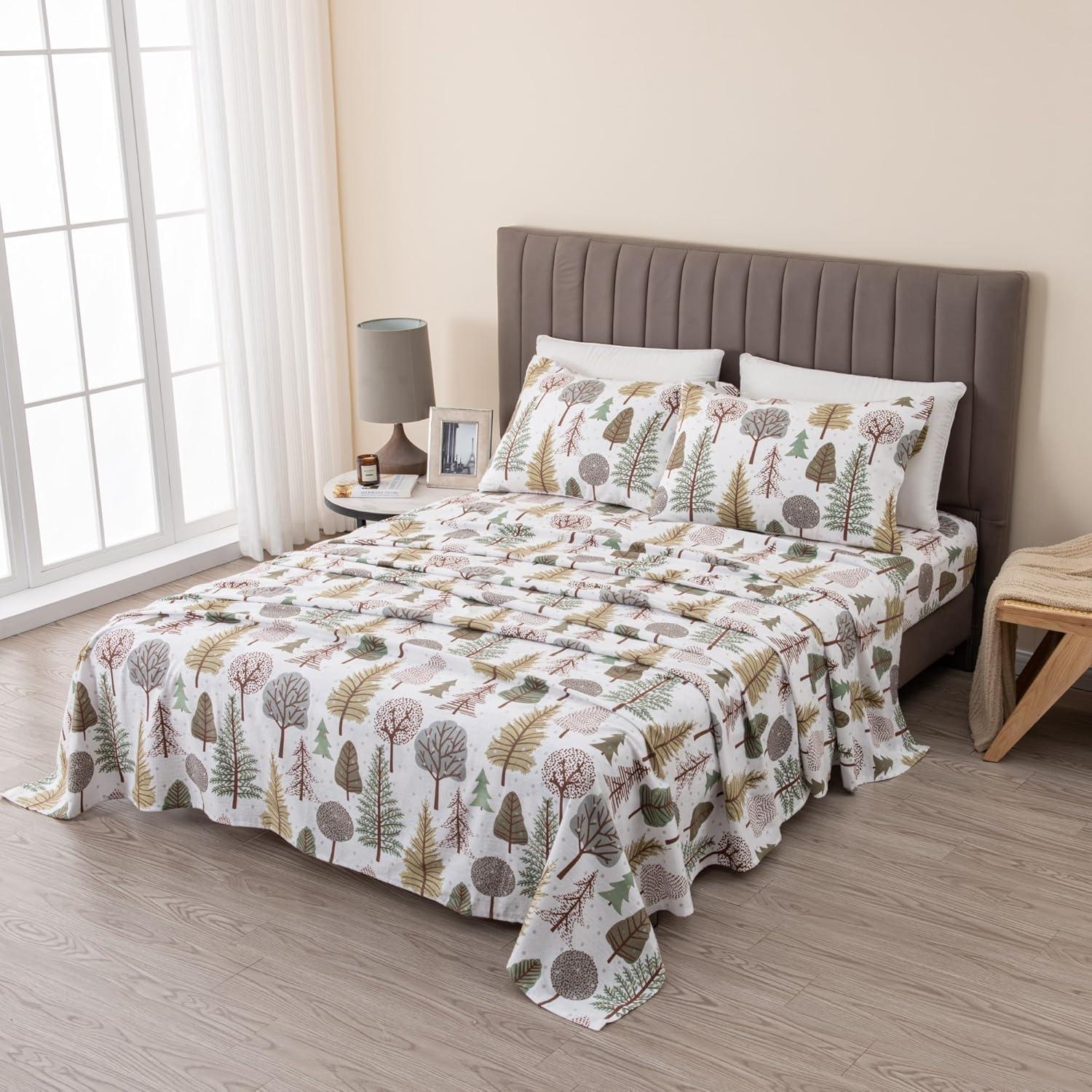 FreshFolds 100% Cotton Lodge Printed Flannel Sheet Set